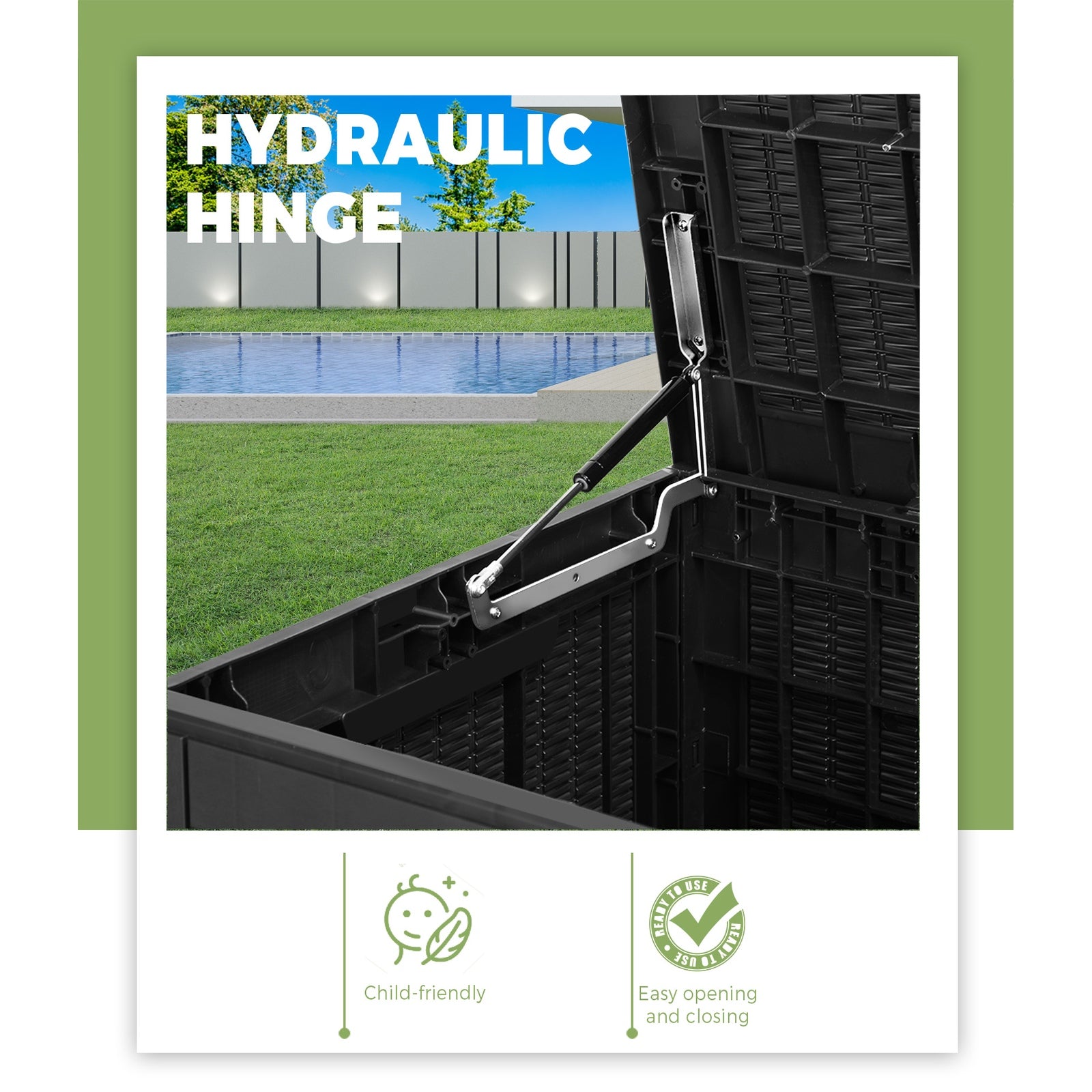 Livsip Outdoor Storage Box 380L Lockable Container Indoor Toy Tools Shed Garden - Sunyee