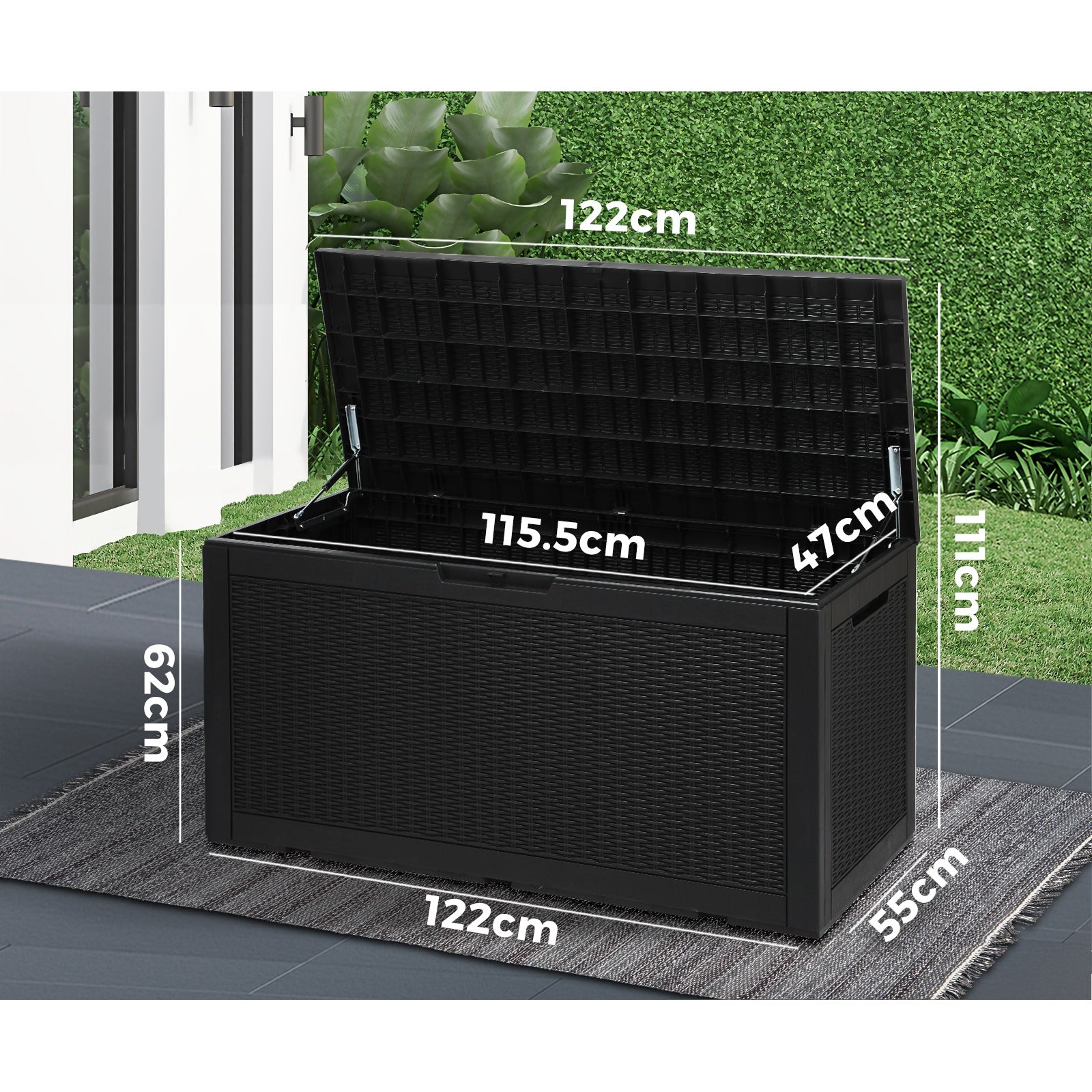 Livsip Outdoor Storage Box 380L Lockable Container Indoor Toy Tools Shed Garden - Sunyee