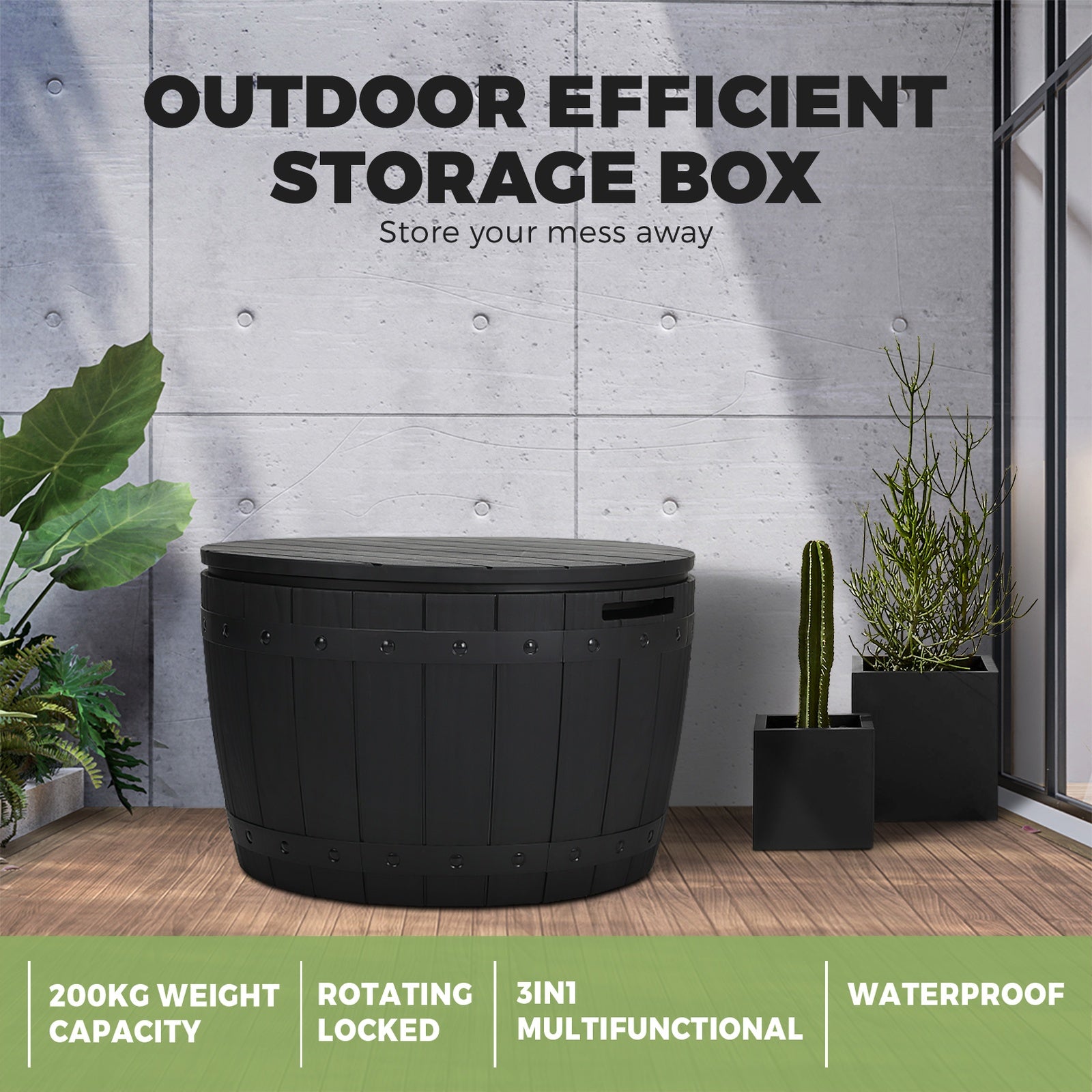 Livsip Outdoor Storage Box Garden Bench Waterproof Container Indoor Toys Tool - Sunyee