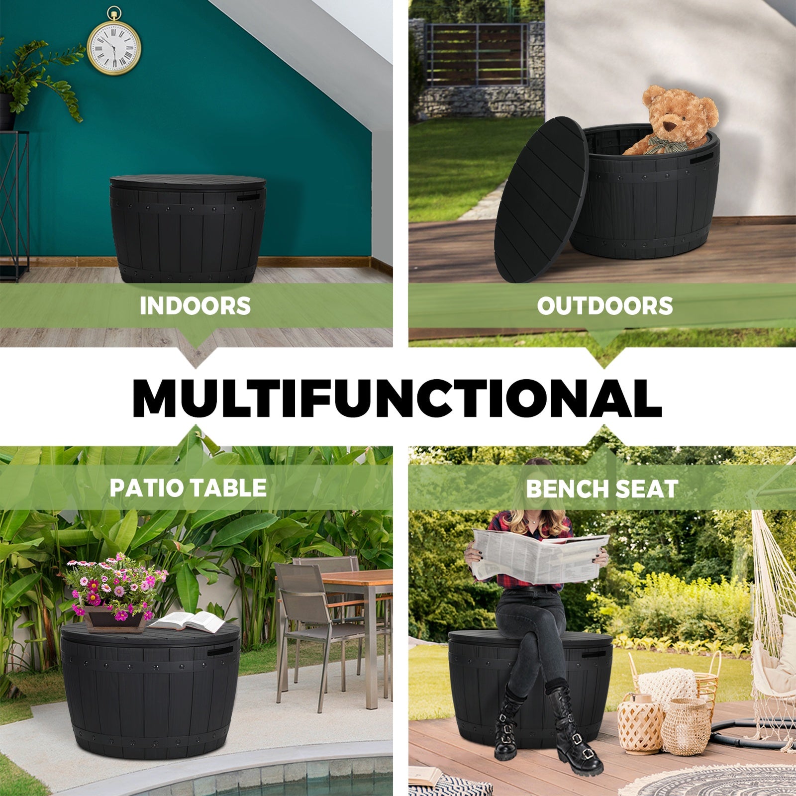 Livsip Outdoor Storage Box Garden Bench Waterproof Container Indoor Toys Tool - Sunyee