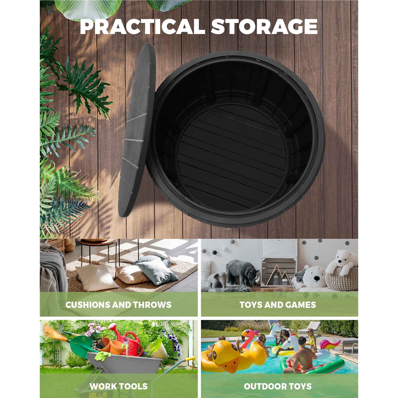 Livsip Outdoor Storage Box Garden Bench Waterproof Container Indoor Toys Tool - Sunyee