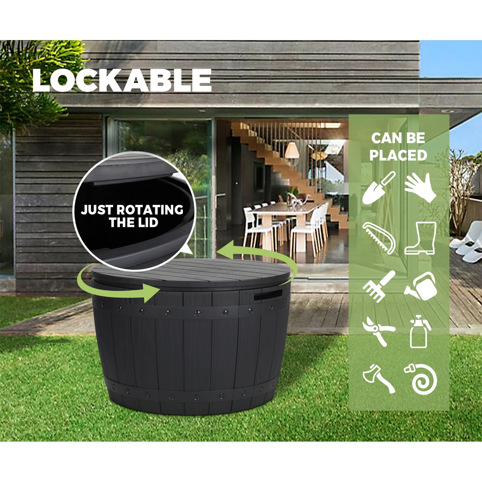 Livsip Outdoor Storage Box Garden Bench Waterproof Container Indoor Toys Tool - Sunyee