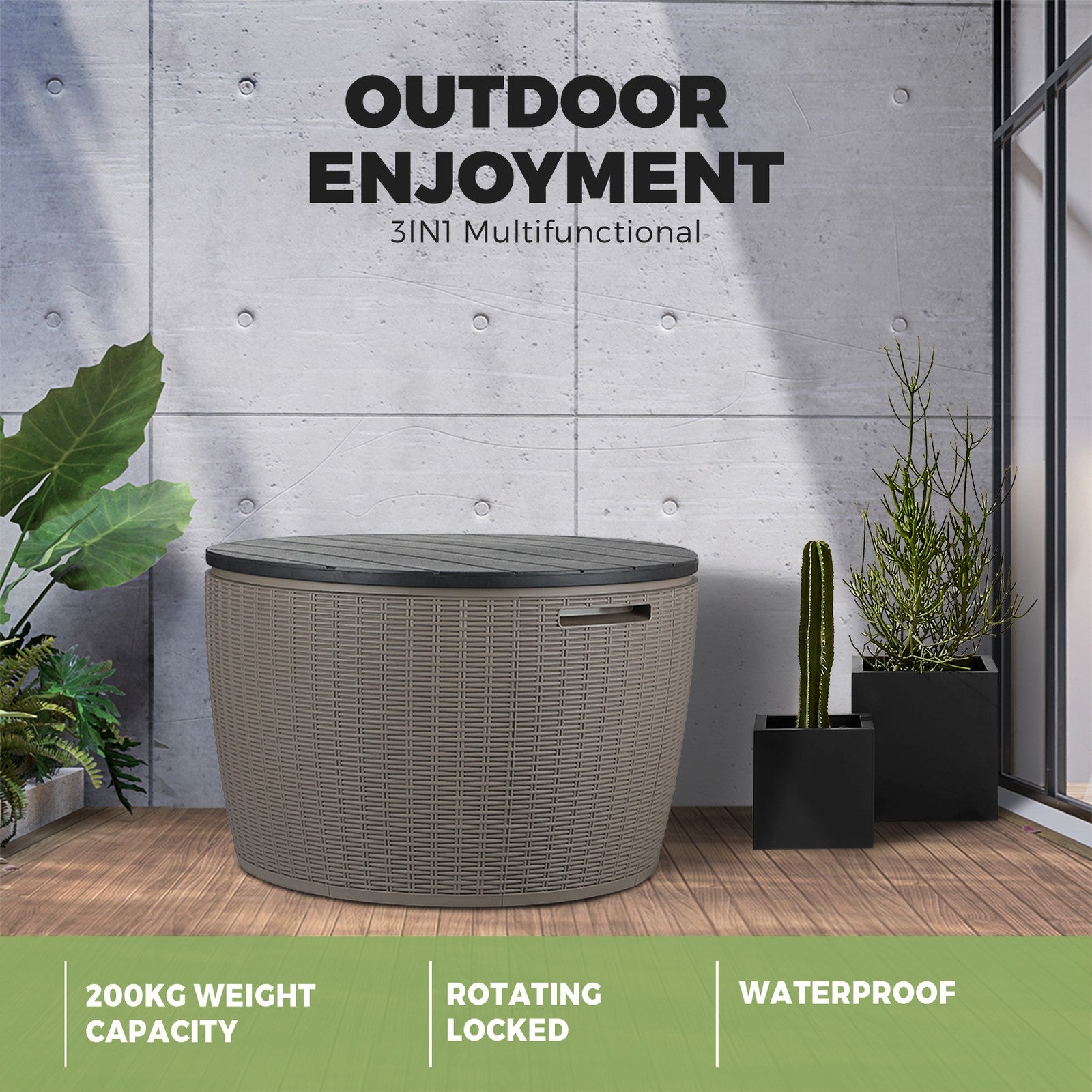 Livsip Outdoor Storage Box Lockable Deck Toy Shed Tool Organiser Garden Bench - Sunyee