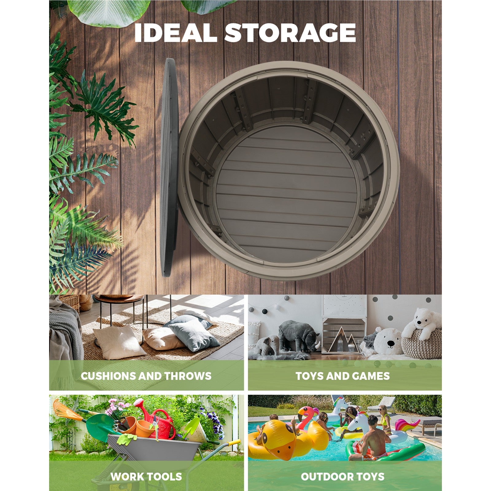 Livsip Outdoor Storage Box Lockable Deck Toy Shed Tool Organiser Garden Bench - Sunyee