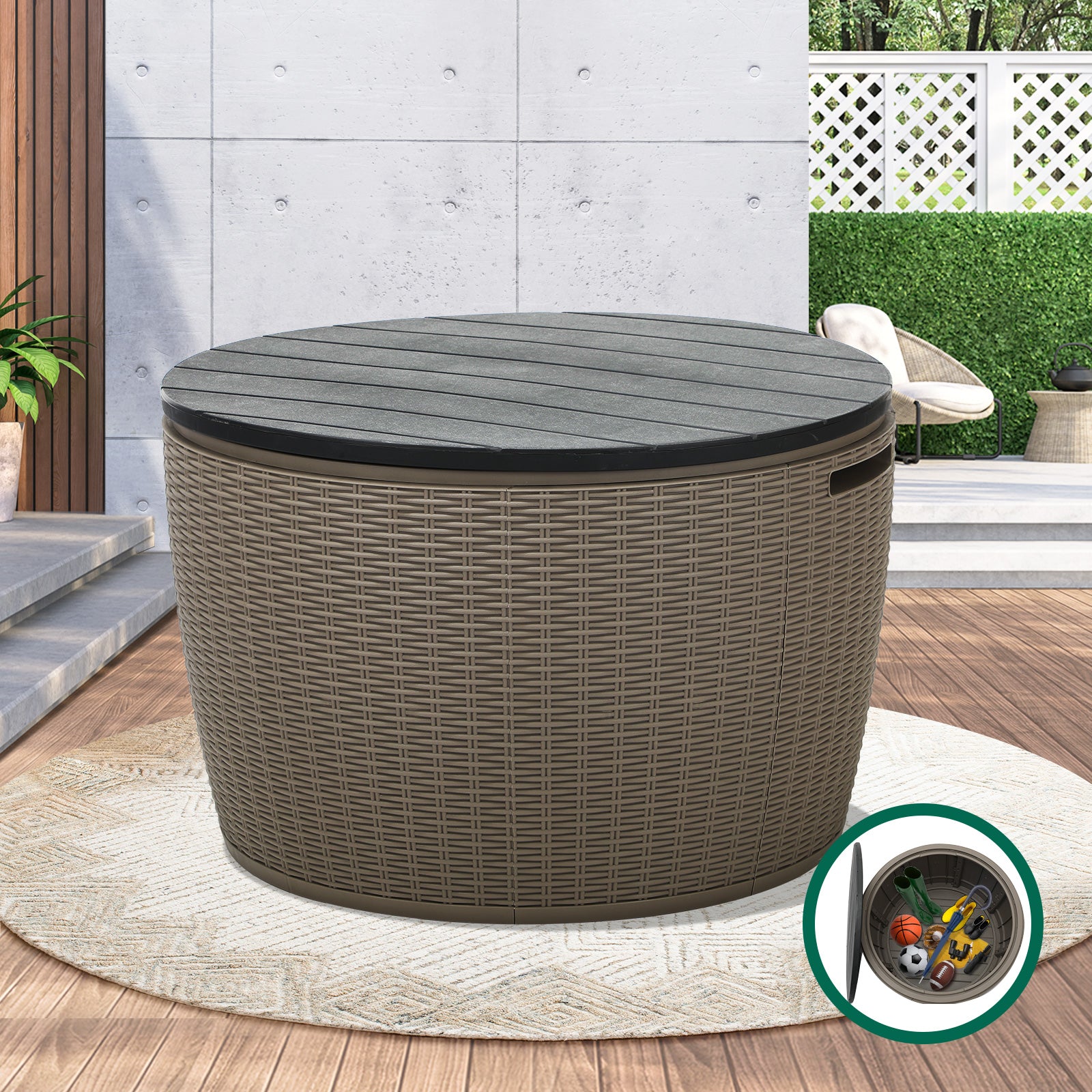 Livsip Outdoor Storage Box Lockable Deck Toy Shed Tool Organiser Garden Bench - Sunyee