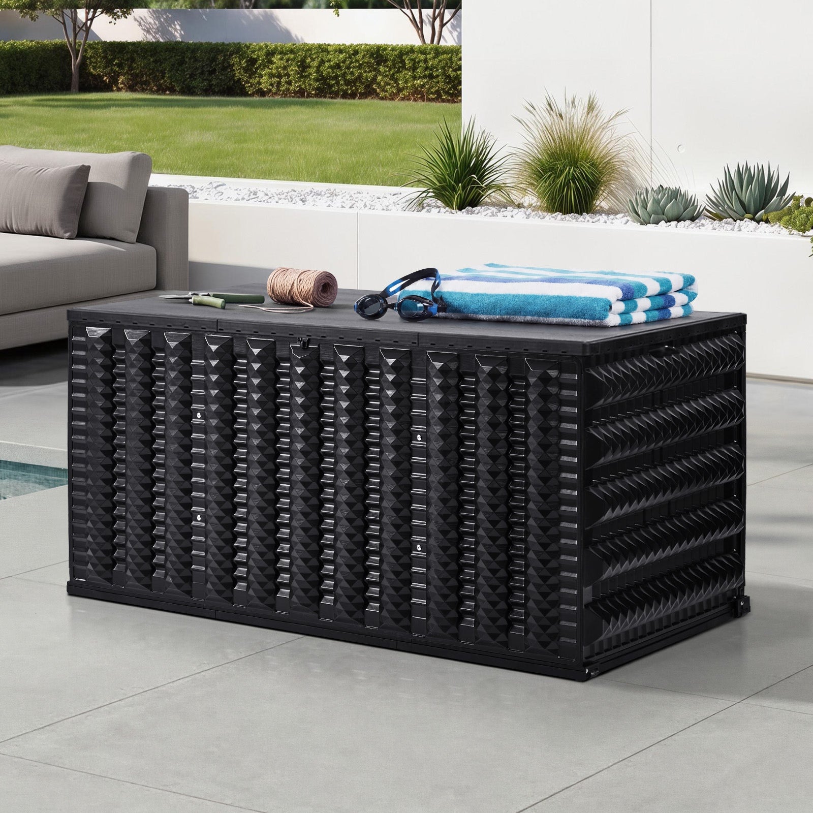 Livsip Outdoor Storage Box 490L Foldable Container Garden Bench Tool Sheds