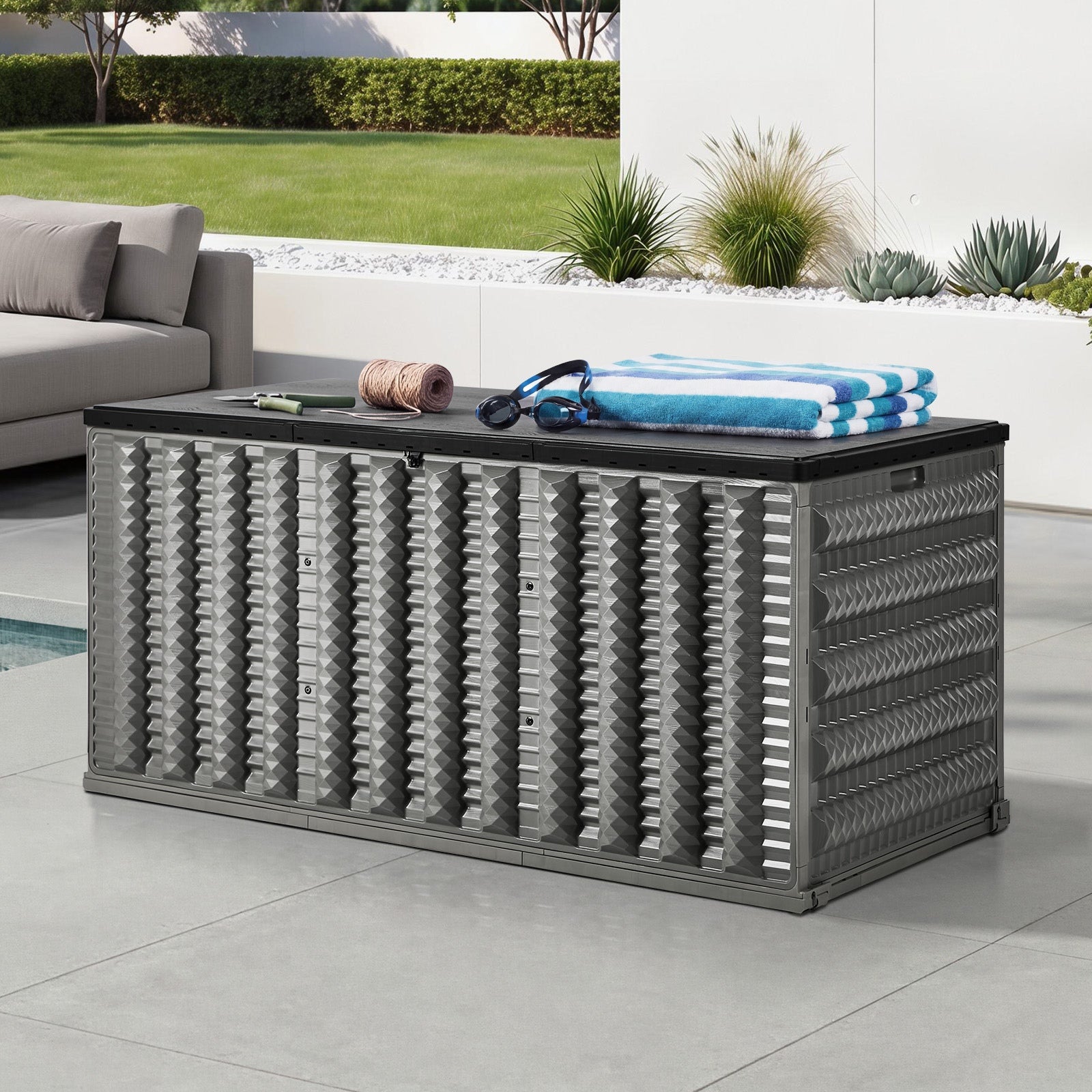 Livsip Outdoor Storage Box 490L Foldable Container Garden Bench Tool Sheds