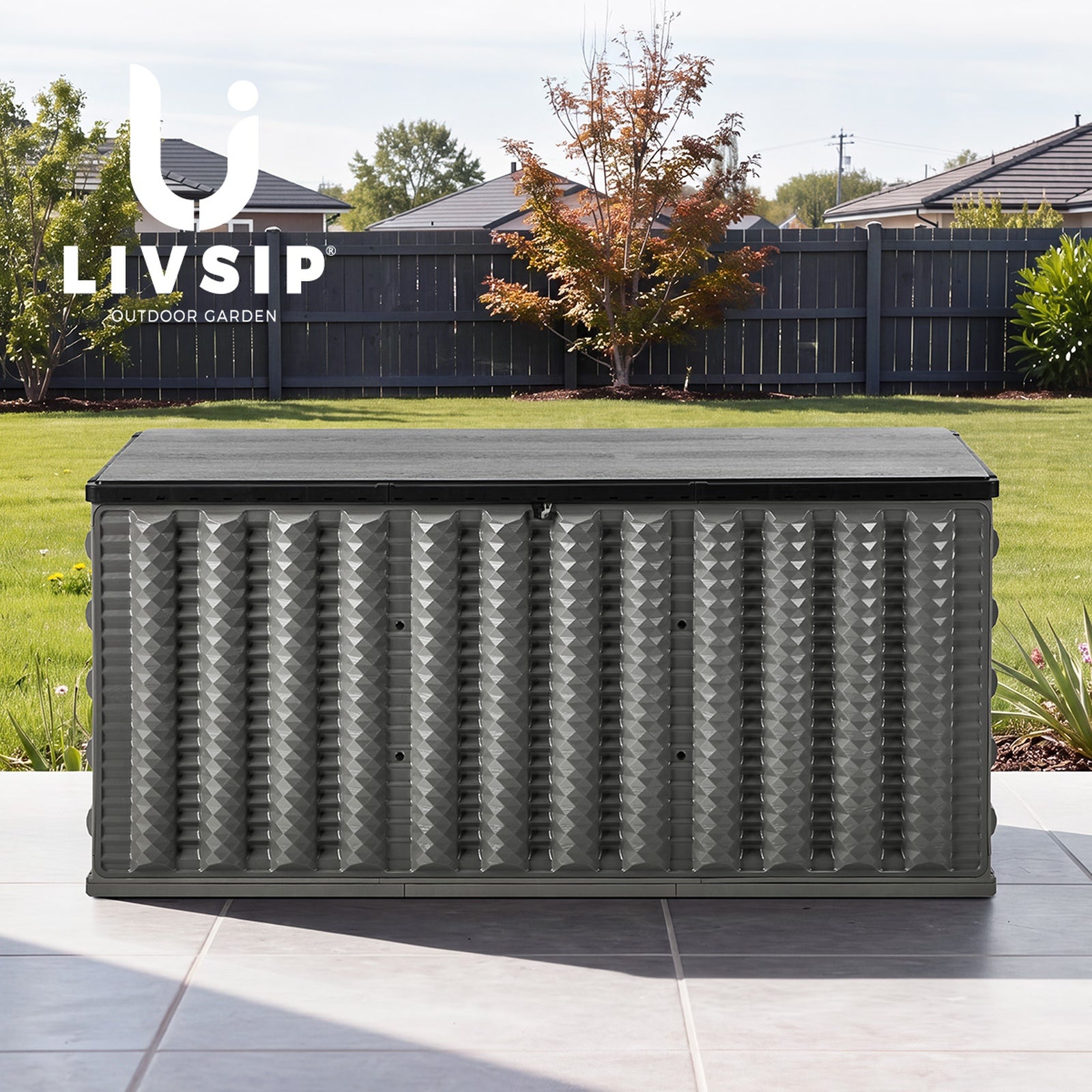 Livsip Outdoor Storage Box 490L Foldable Container Garden Bench Tool Sheds Grey