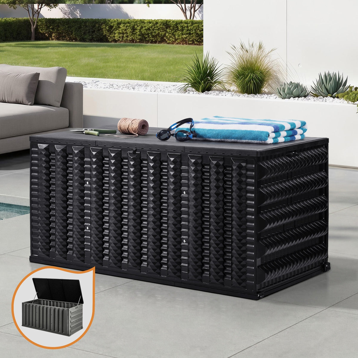 Livsip Outdoor Storage Box 490L Foldable Container Garden Bench Tool Sheds
