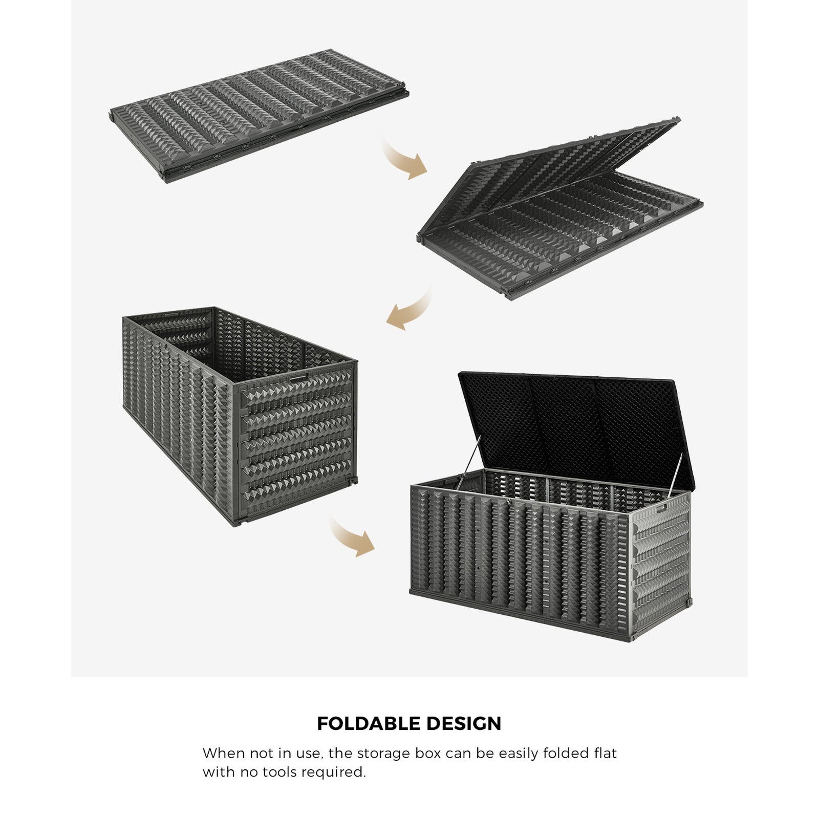 Livsip Outdoor Storage Box 680L Foldable Container Garden Bench Tool Chest Grey