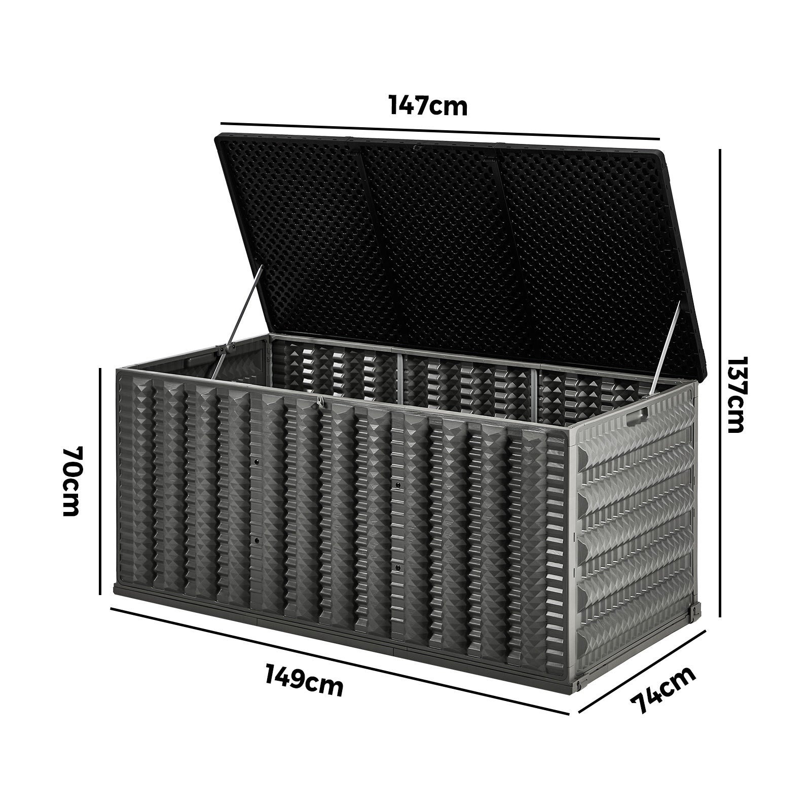 Livsip Outdoor Storage Box 680L Foldable Container Garden Bench Tool Chest Grey