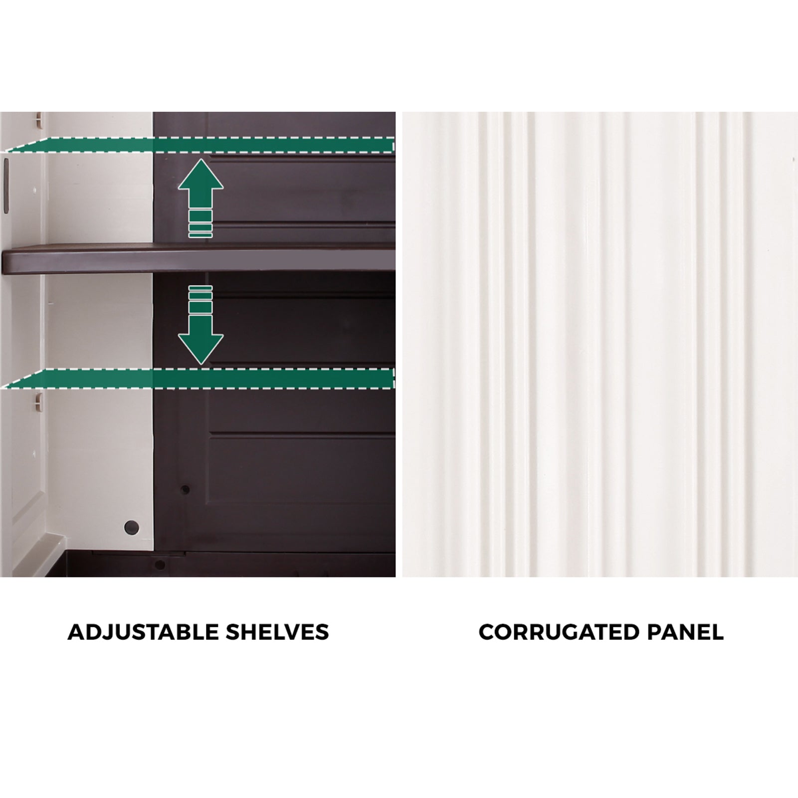 Livsip Outdoor Storage Cabinet Box Garden Cupboard Adjustable Lockable Brown - Sunyee