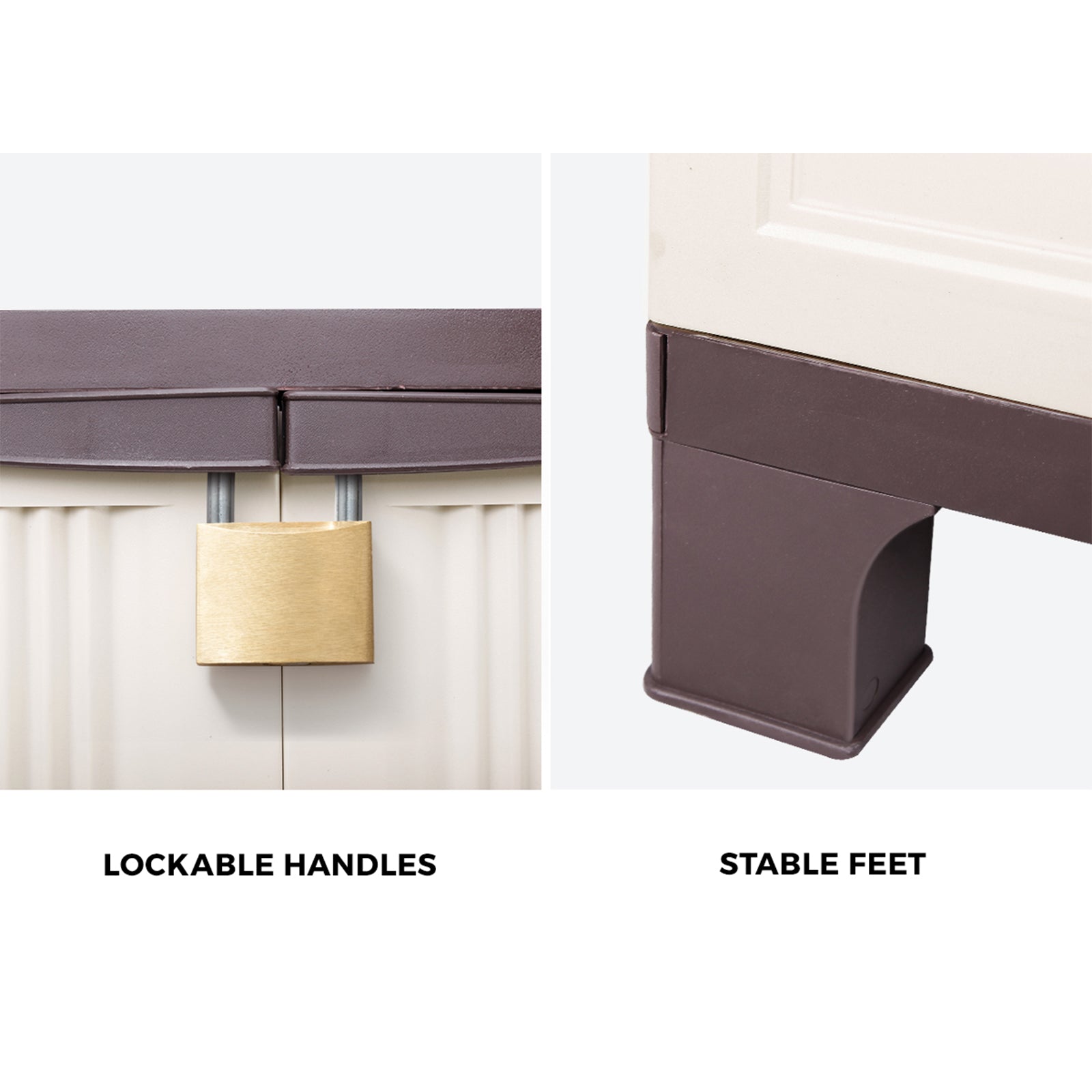 Livsip Outdoor Storage Cabinet Box Garden Cupboard Adjustable Lockable Brown - Sunyee