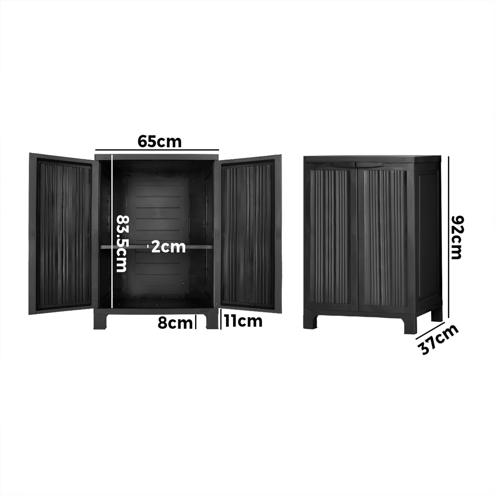 Livsip Outdoor Storage Cabinet Box Garden Cupboard Adjustable Lockable Black - Sunyee