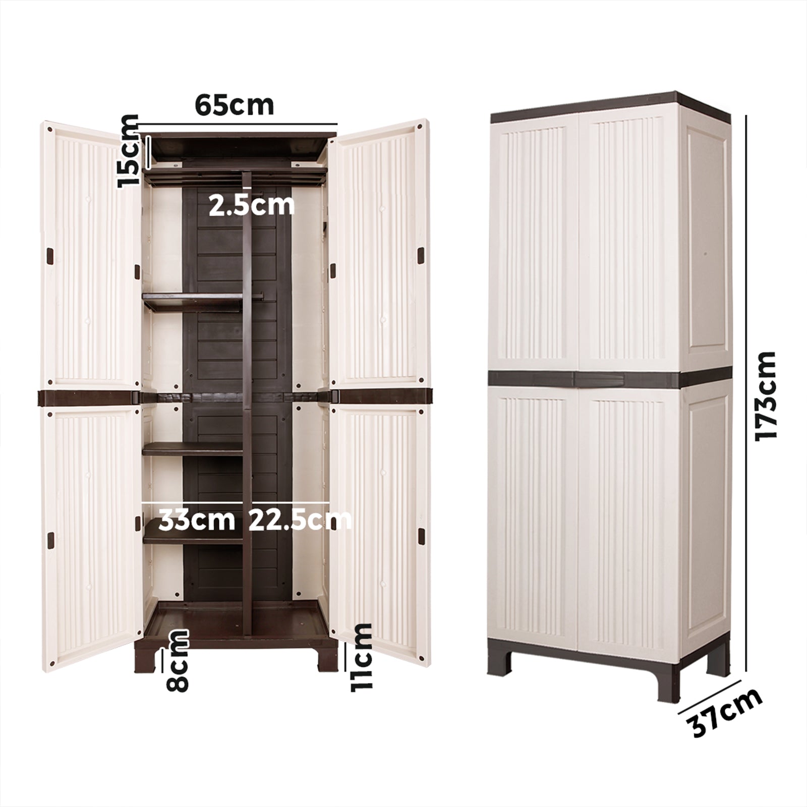 Livsip Outdoor Storage Cabinet Box Garage Garden Cupboard Adjustable Lockable - Sunyee