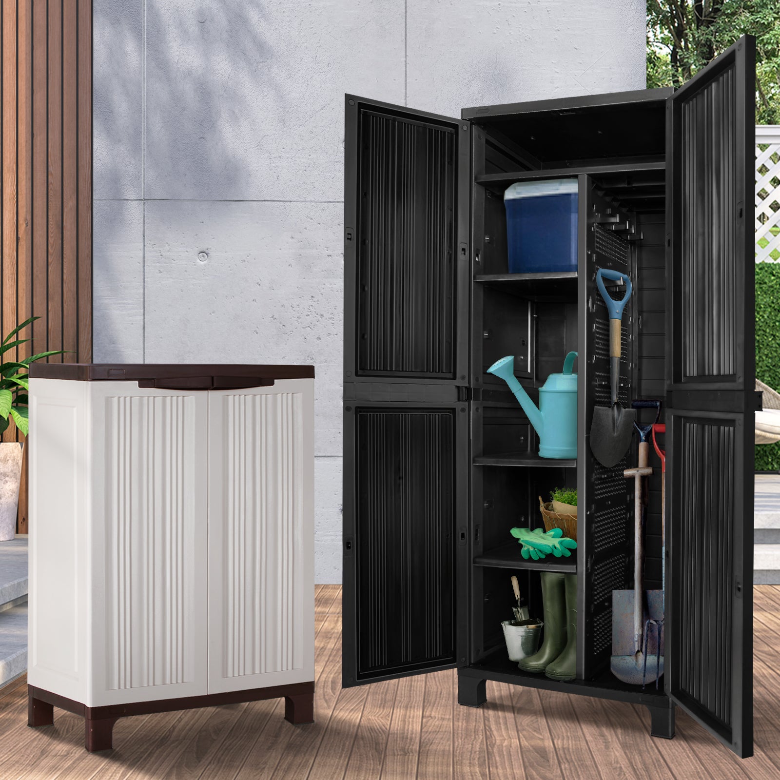 Livsip Outdoor Storage Cabinet Box Garage Garden Cupboard Adjustable Lockable - Sunyee