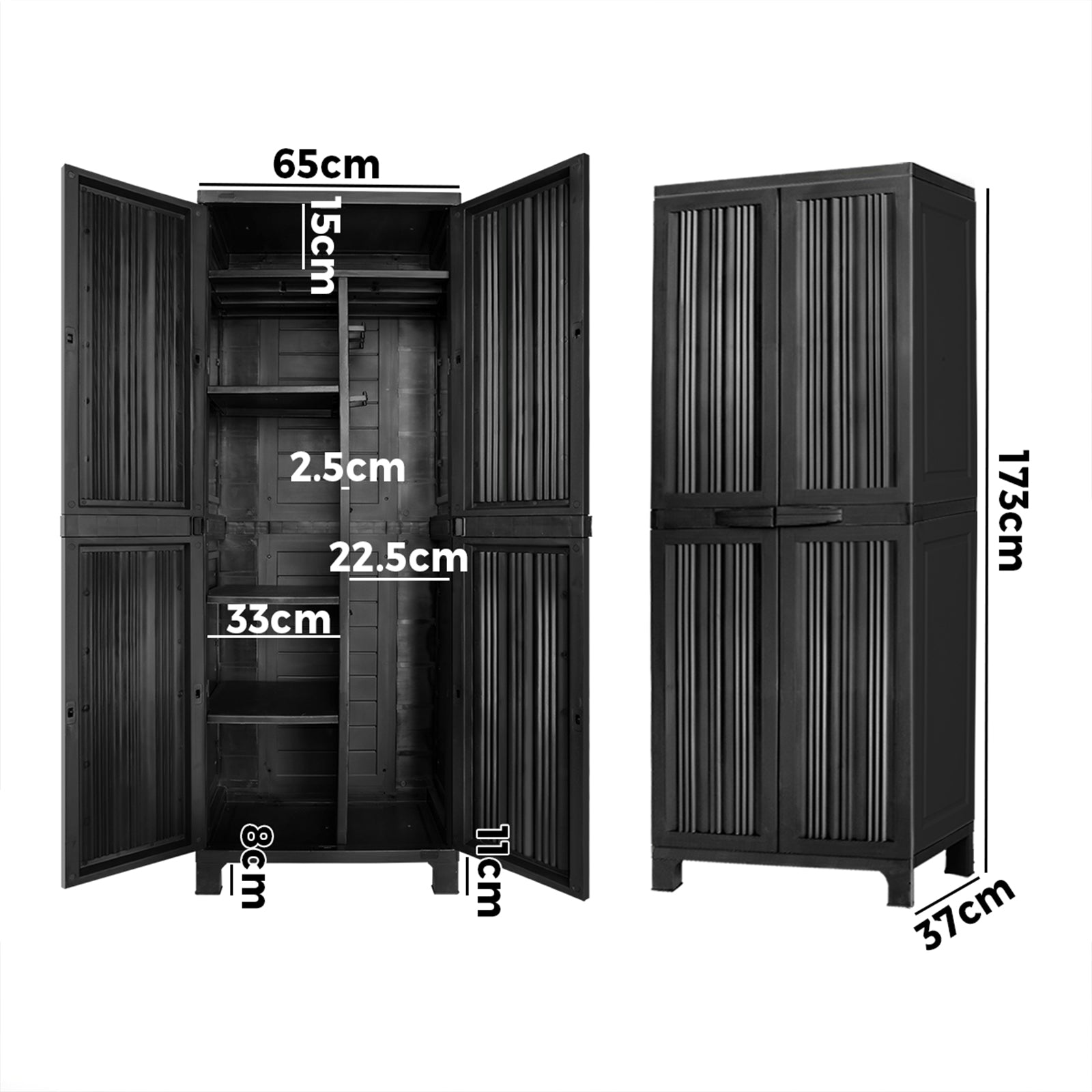 Livsip Outdoor Storage Cabinet Box Cupboard Garage Garden Adjustable Lockable - Sunyee
