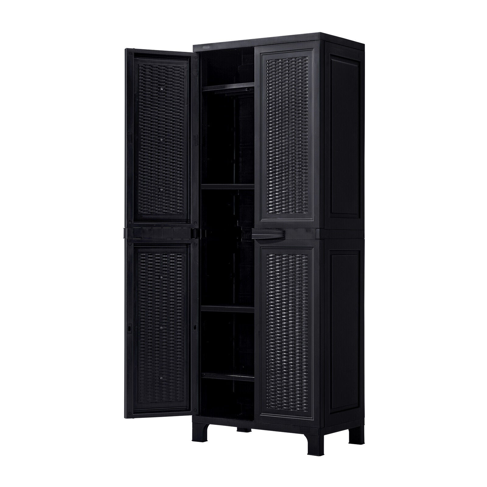 Livsip Outdoor Storage Cabinet Box Cupboard Garage Garden Adjustable Tall Black - Sunyee