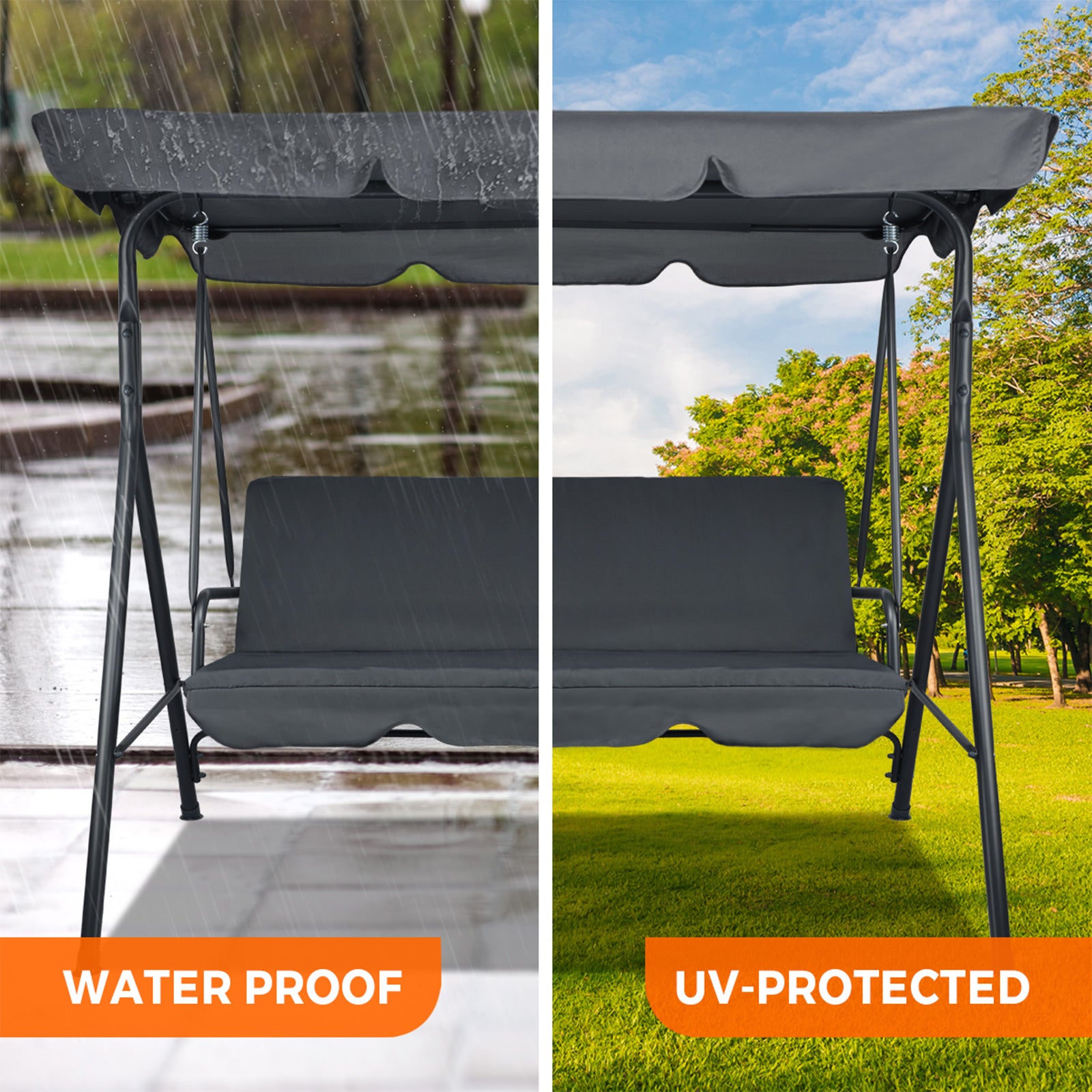 Livsip Swing Chair Hammock Outdoor Furniture Garden Canopy 3 Seater Patio Garden - Sunyee