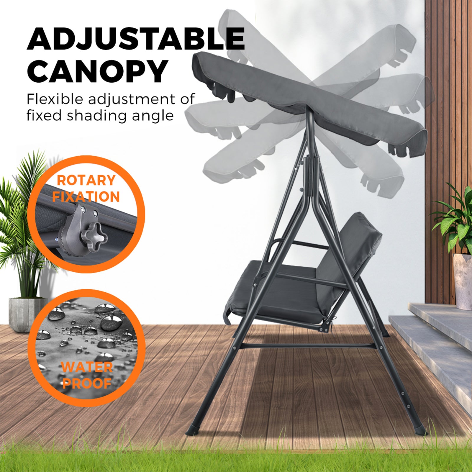 Livsip Swing Chair Hammock Outdoor Furniture Garden Canopy 3 Seater Patio Garden - Sunyee