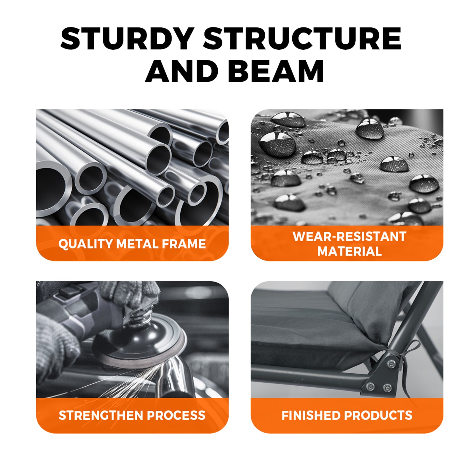 Livsip Swing Chair Hammock Outdoor Furniture Garden Canopy 3 Seater Patio Garden - Sunyee