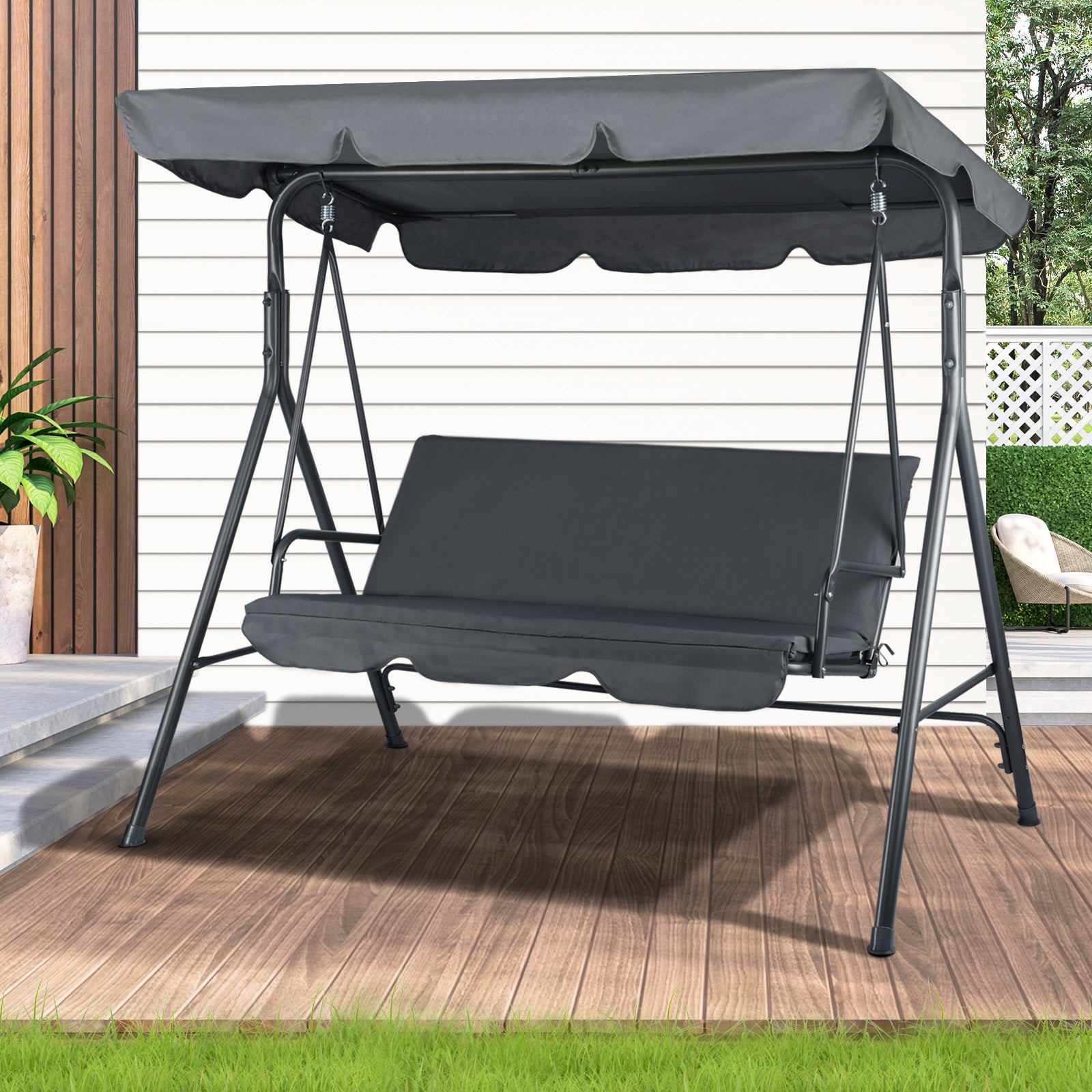 Livsip Swing Chair Hammock Outdoor Furniture Garden Canopy 3 Seater Patio Garden - Sunyee