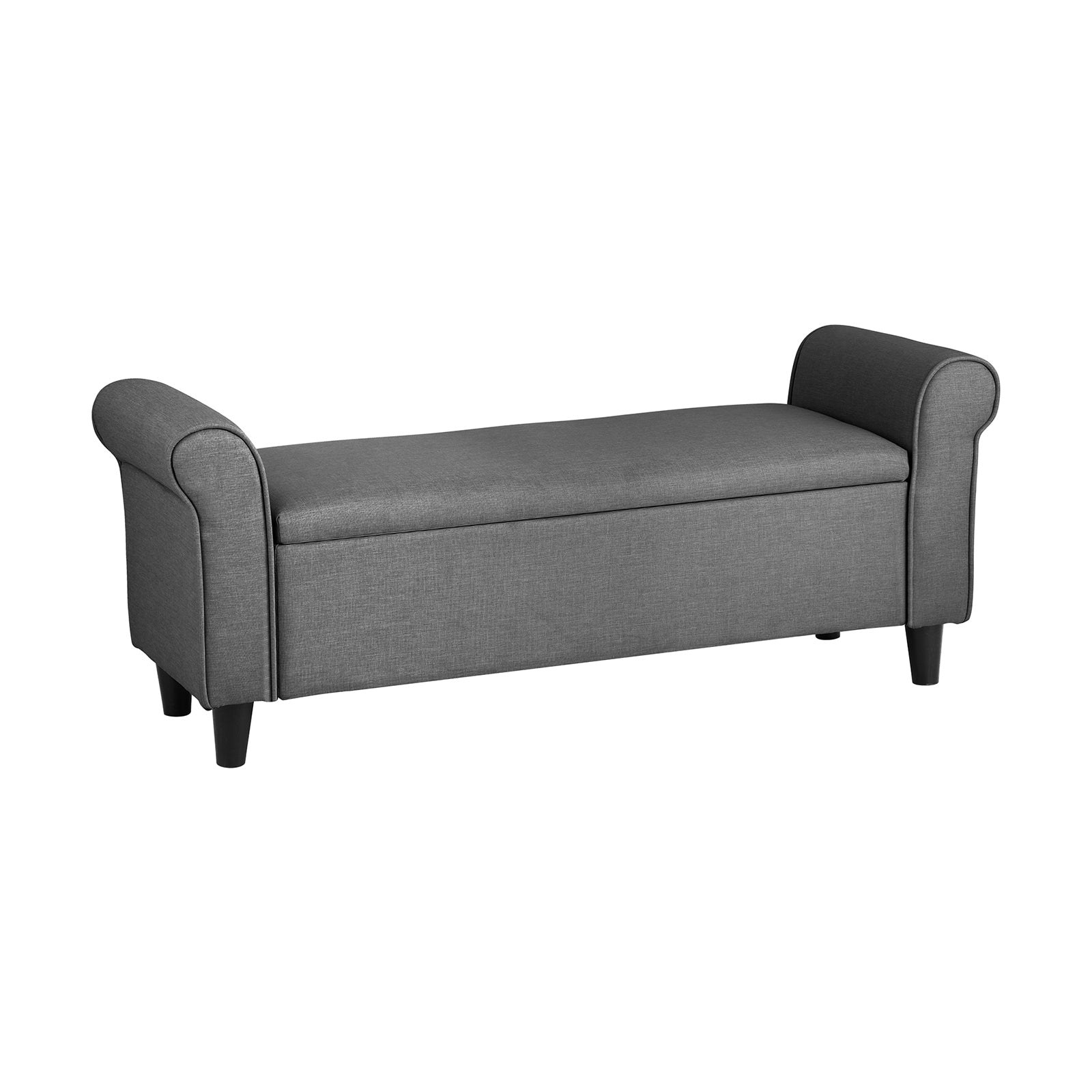 Oikiture Storage Ottoman Blanket Box Linen Fabric Arm Foot Stool Couch Large - Sunyee