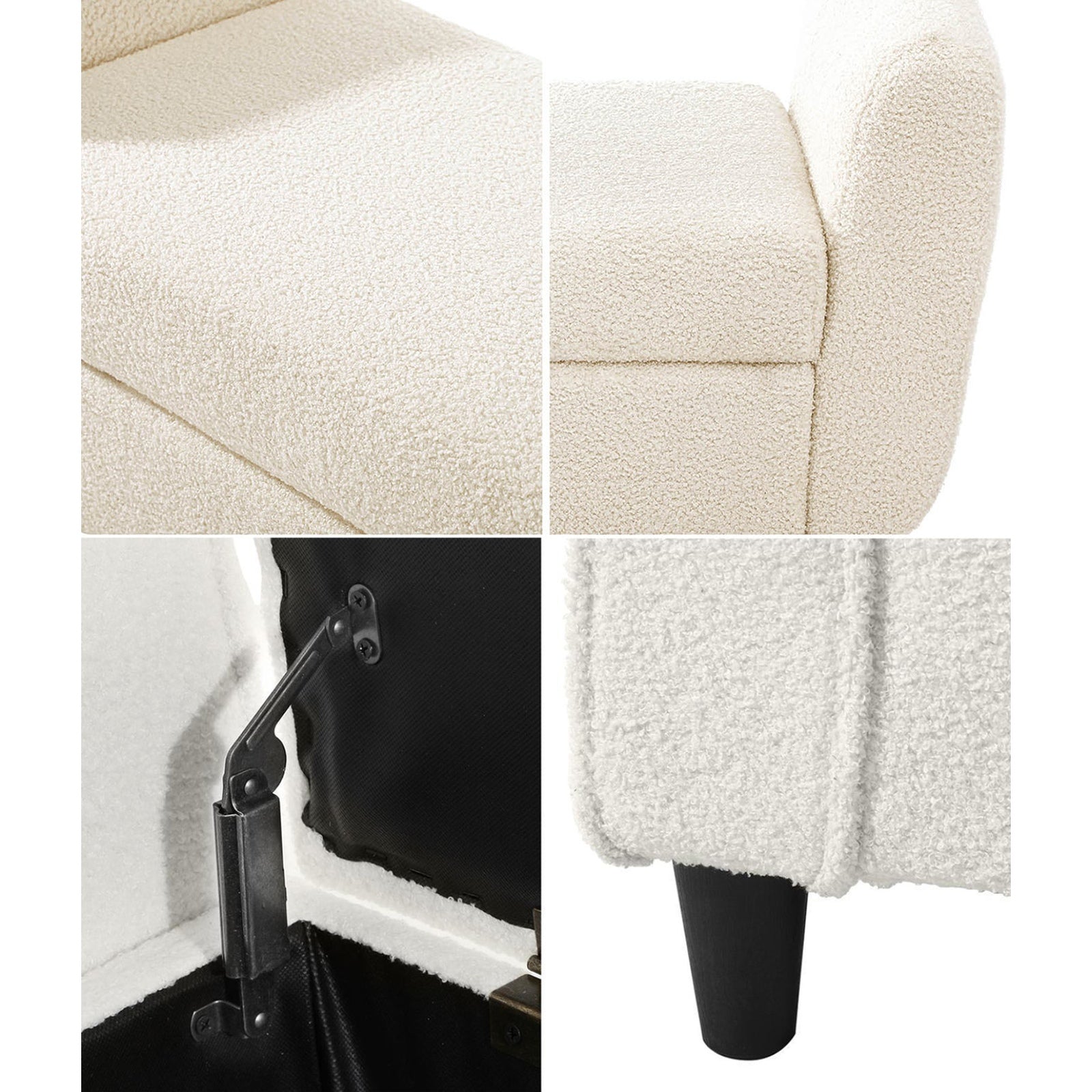 Oikiture Storage Ottoman Blanket Box Sherpa Fabric Arm Foot Stool Bench Large - Sunyee