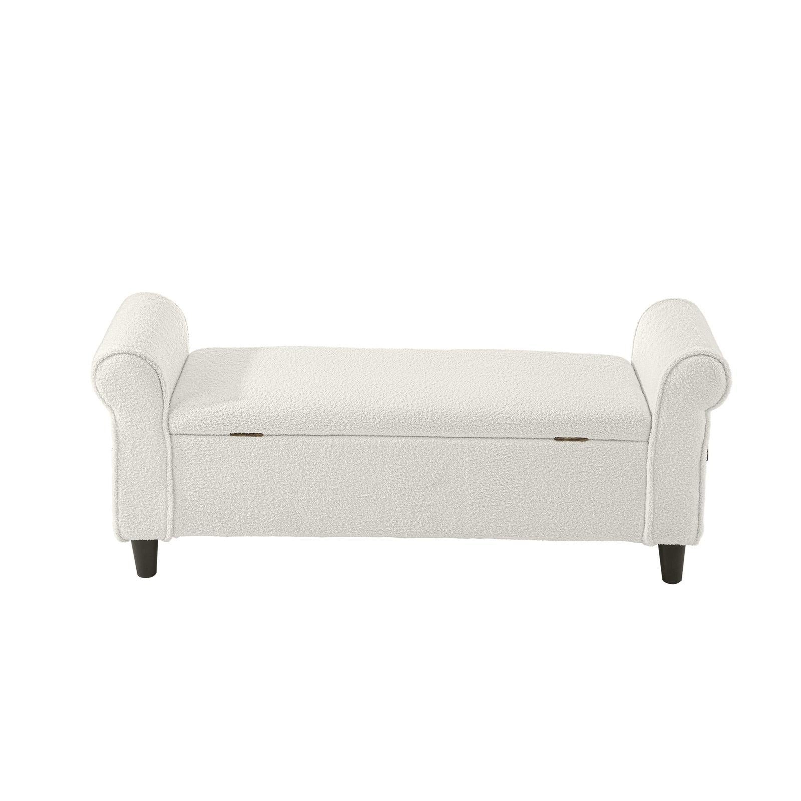 Oikiture Storage Ottoman Blanket Box Sherpa Fabric Arm Foot Stool Bench Large - Sunyee