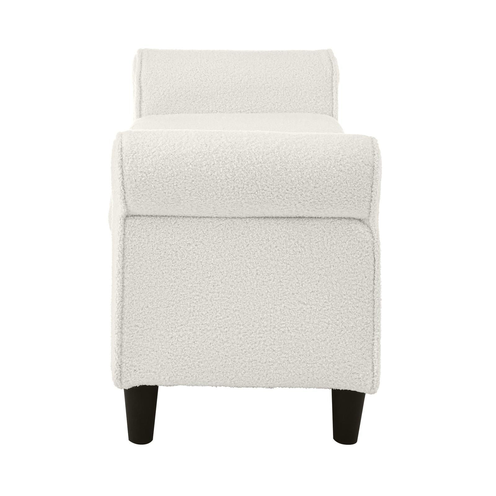 Oikiture Storage Ottoman Blanket Box Sherpa Fabric Arm Foot Stool Bench Large - Sunyee