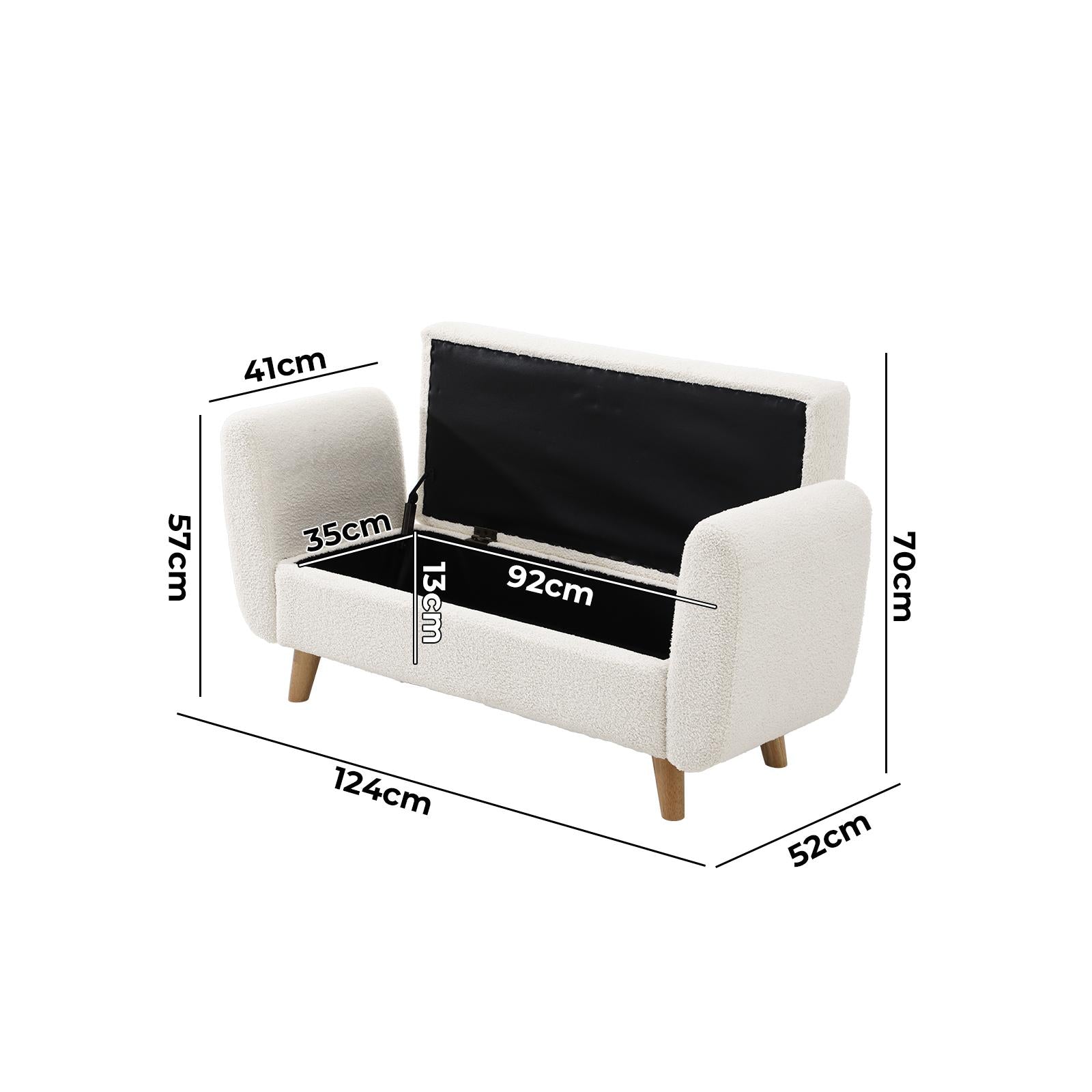 Oikiture Storage Ottoman Blanket Box Arm Foot Stool Couch Large Sherpa White - Sunyee