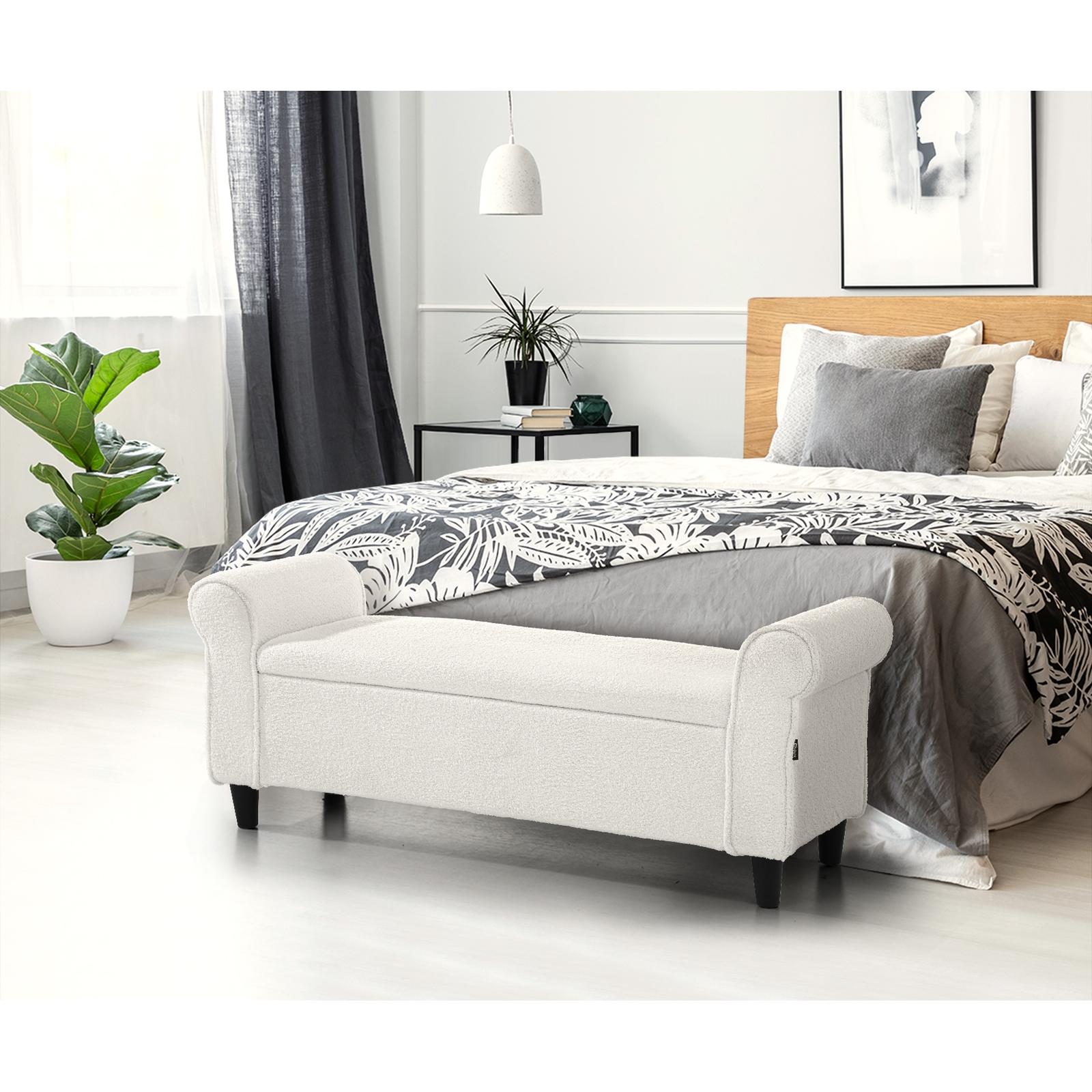 Oikiture Storage Ottoman Blanket Box Sherpa Fabric Arm Foot Stool Couch Large - Sunyee