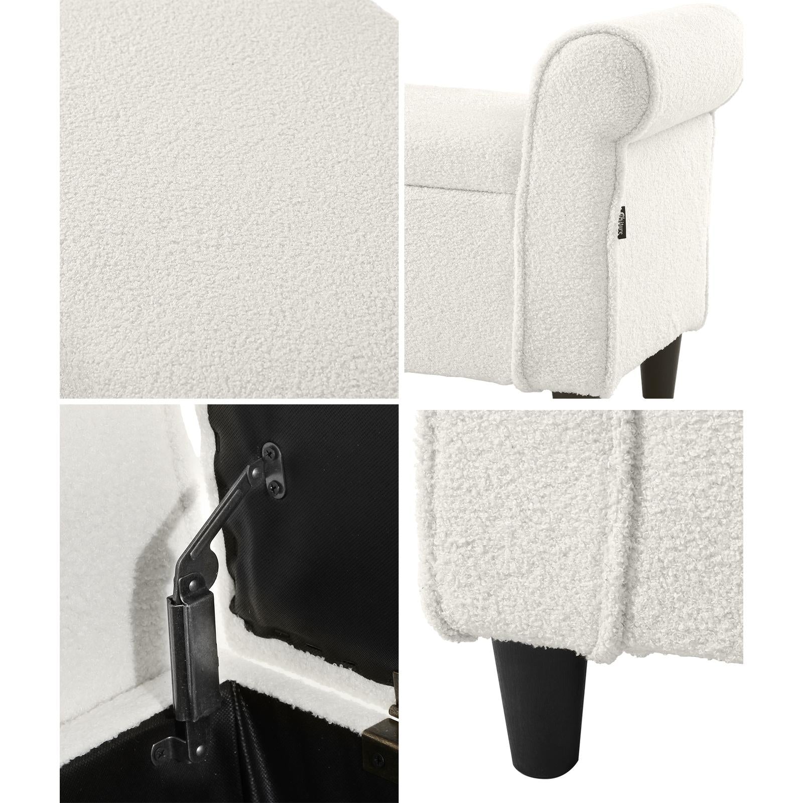 Oikiture Storage Ottoman Blanket Box Sherpa Fabric Arm Foot Stool Couch Large - Sunyee