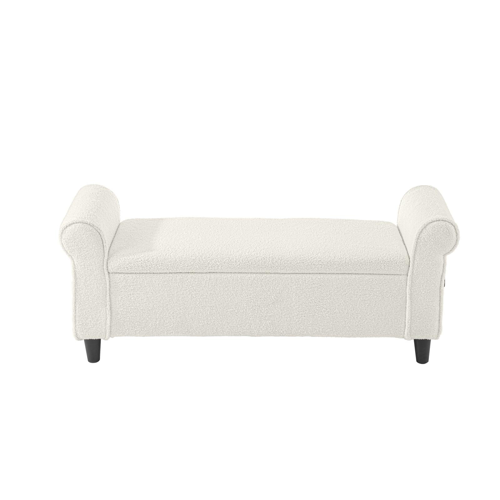 Oikiture Storage Ottoman Blanket Box Sherpa Fabric Arm Foot Stool Couch Large - Sunyee