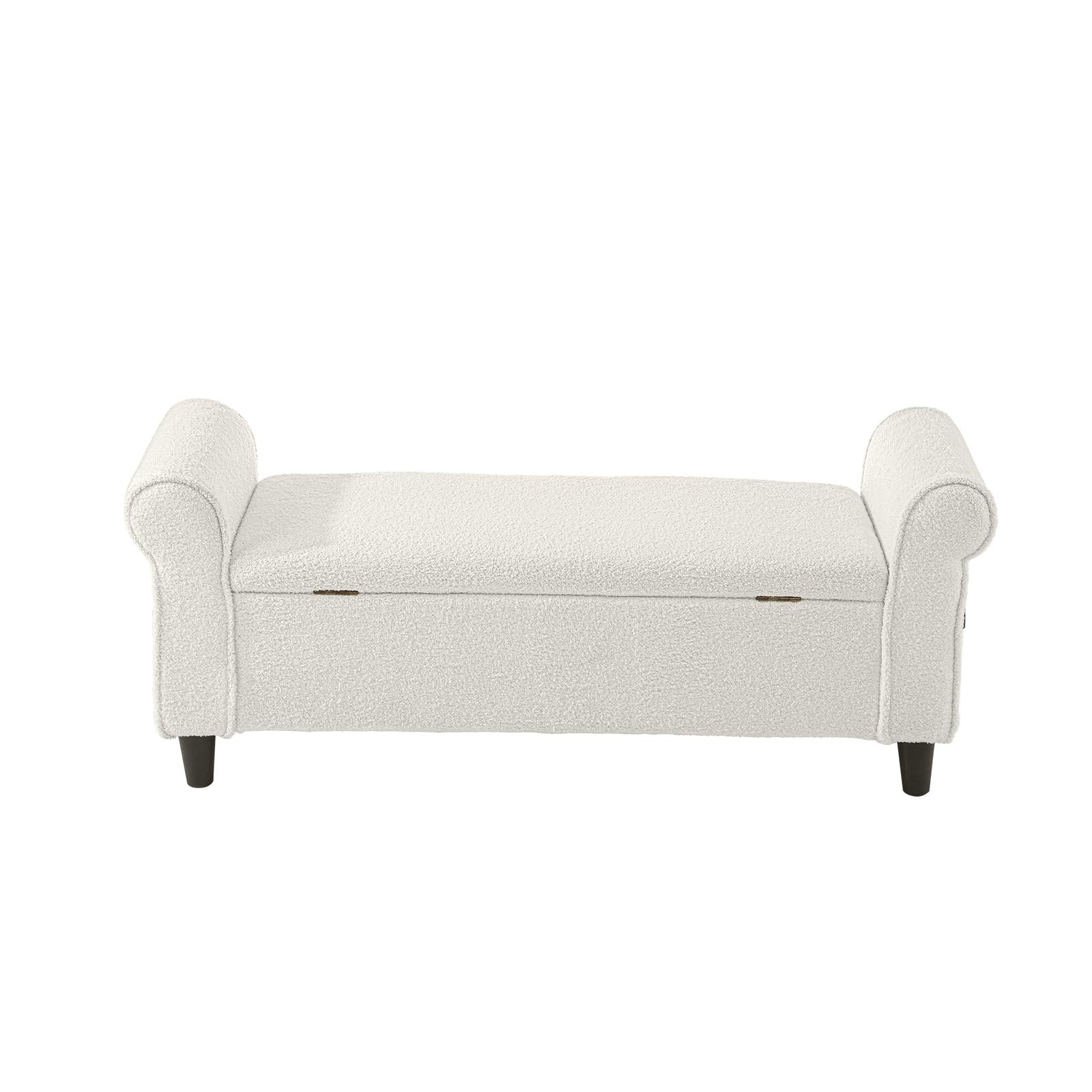 Oikiture Storage Ottoman Blanket Box Sherpa Fabric Arm Foot Stool Couch Large - Sunyee