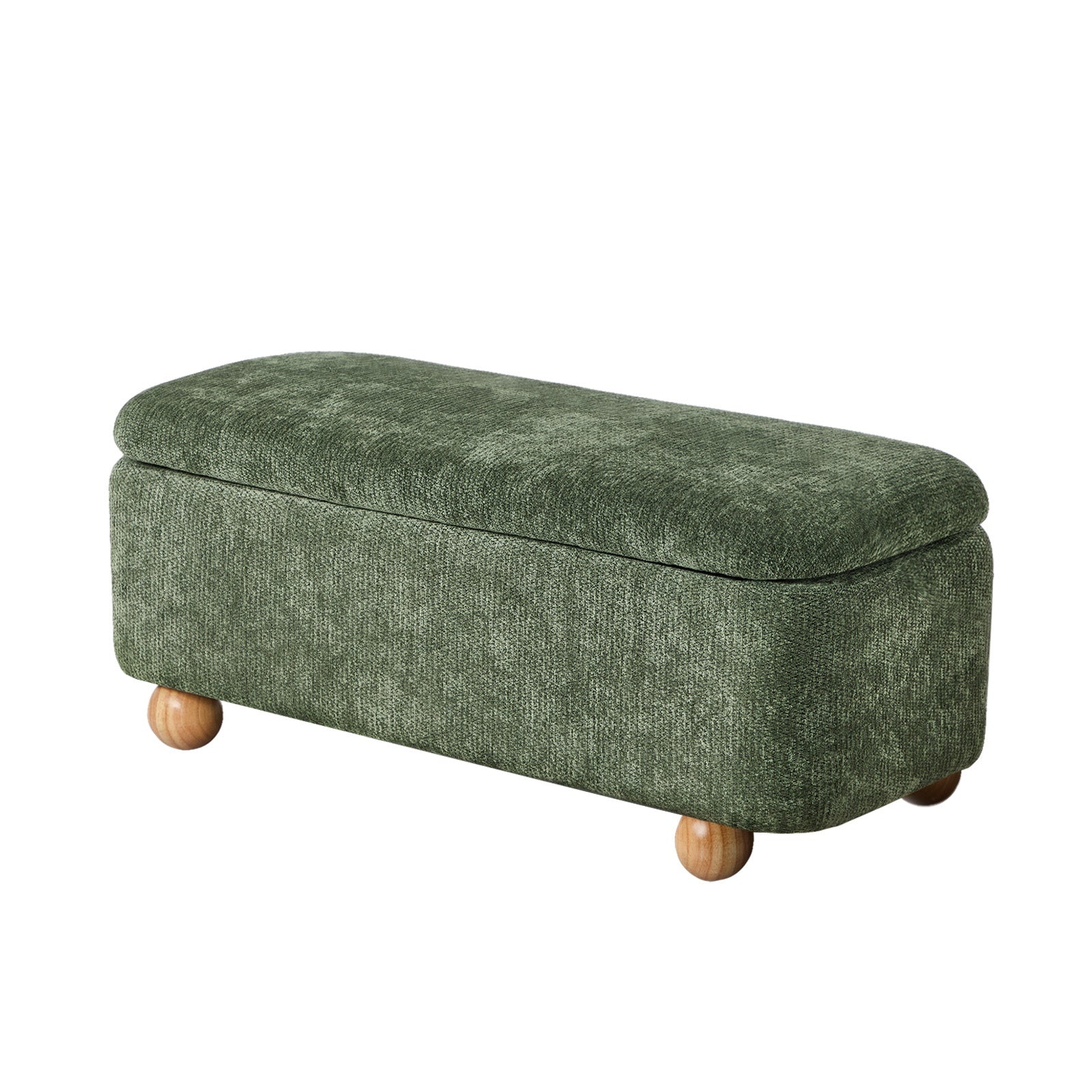 Oikiture Storage Ottoman Blanket Box Couch Bench Chenille Ball Foot Stool - Sunyee
