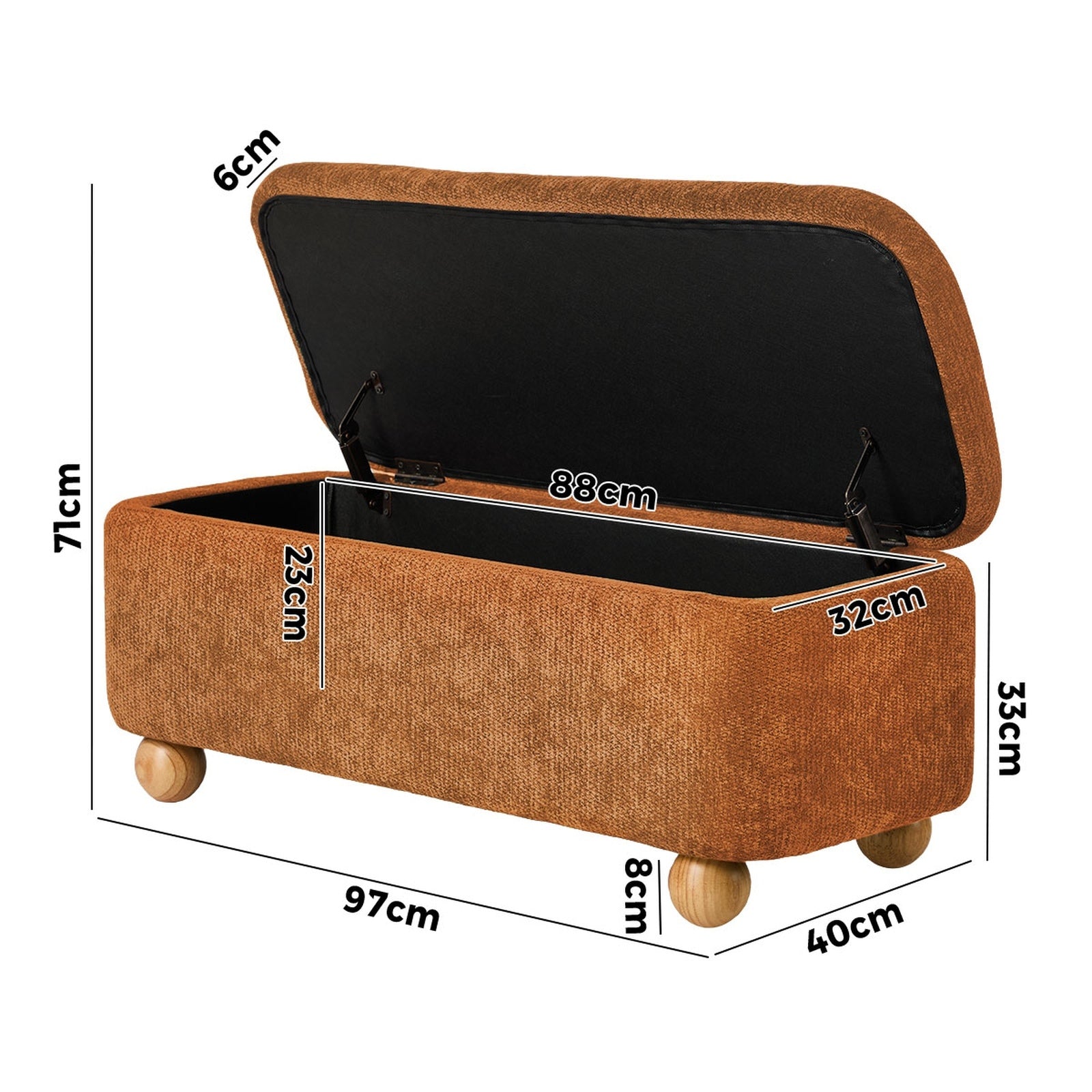 Oikiture Storage Ottoman Blanket Box Couch Bench Chenille Ball Foot Stool