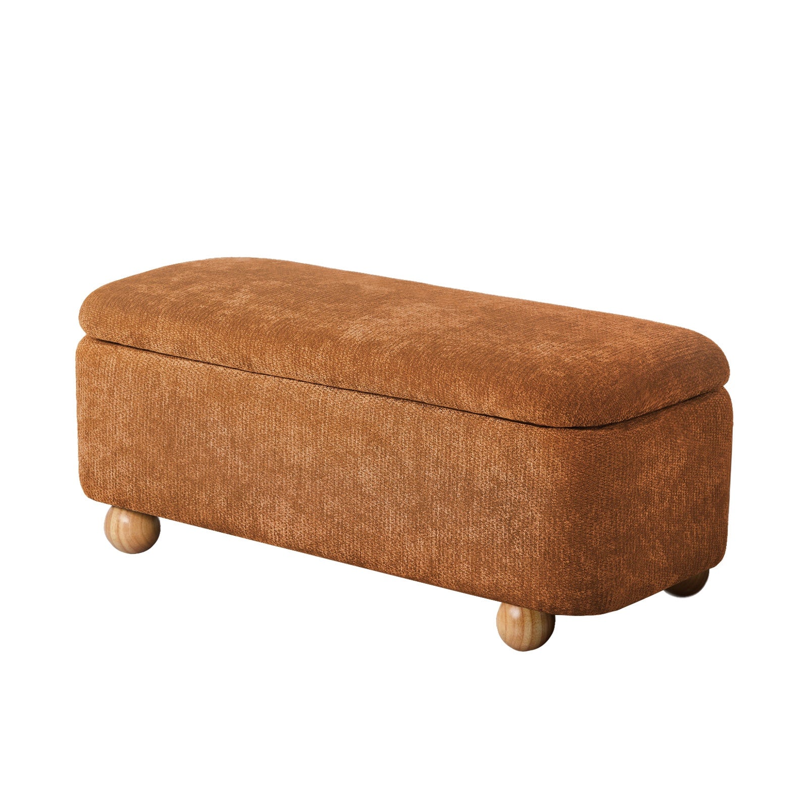 Oikiture Storage Ottoman Blanket Box Couch Bench Chenille Ball Foot Stool