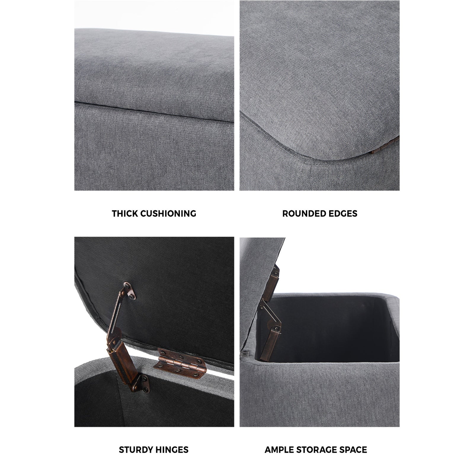 Oikiture Storage Ottoman Ball Foot Stool Linen Fabric Couch Bench Blanket Box - Sunyee