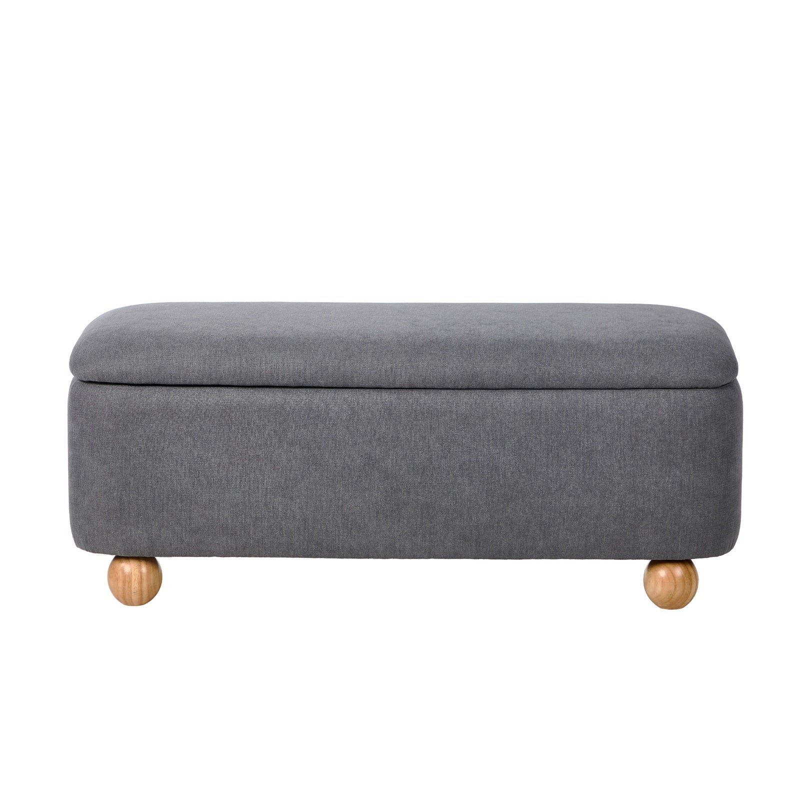 Oikiture Storage Ottoman Ball Foot Stool Linen Fabric Couch Bench Blanket Box - Sunyee