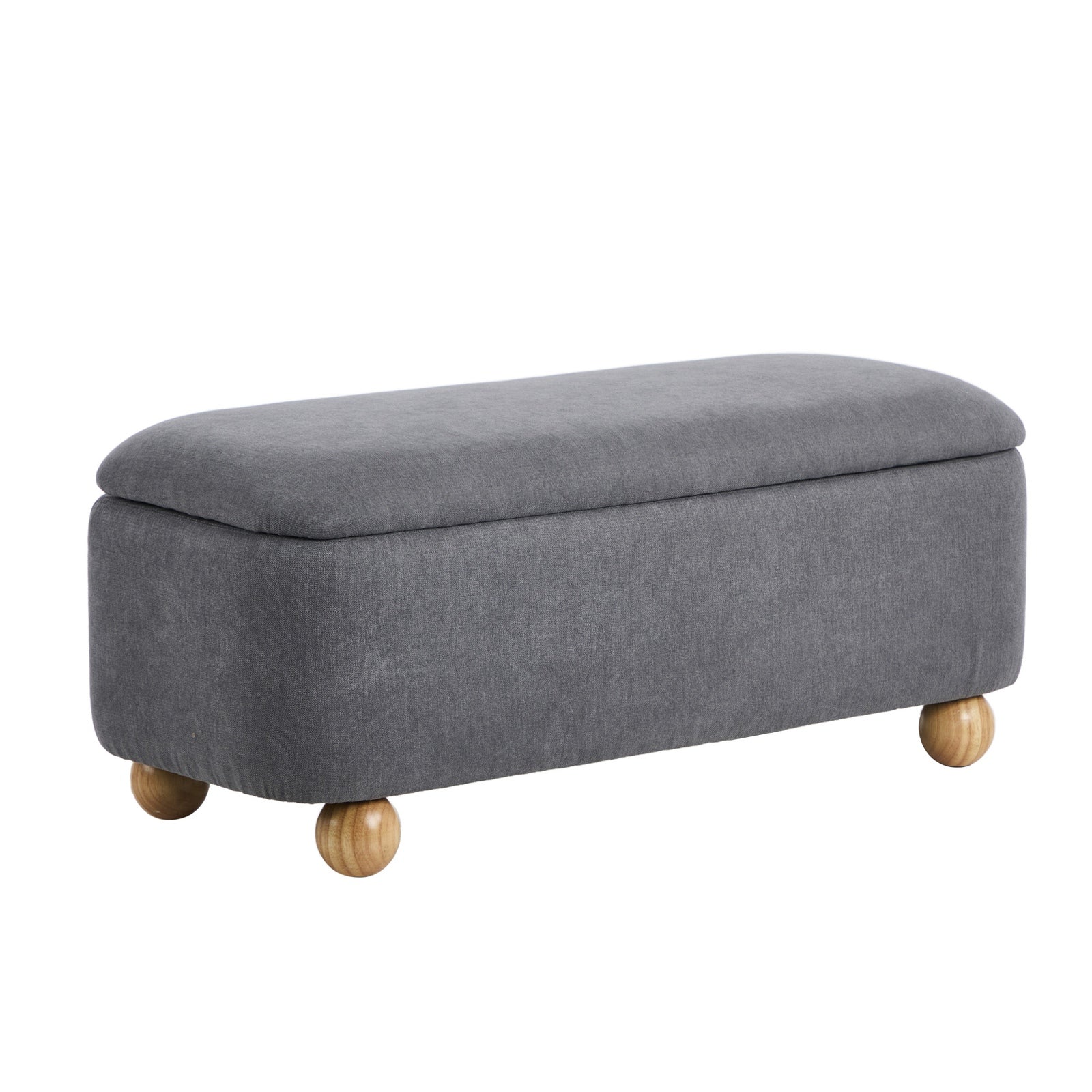 Oikiture Storage Ottoman Ball Foot Stool Linen Fabric Couch Bench Blanket Box - Sunyee