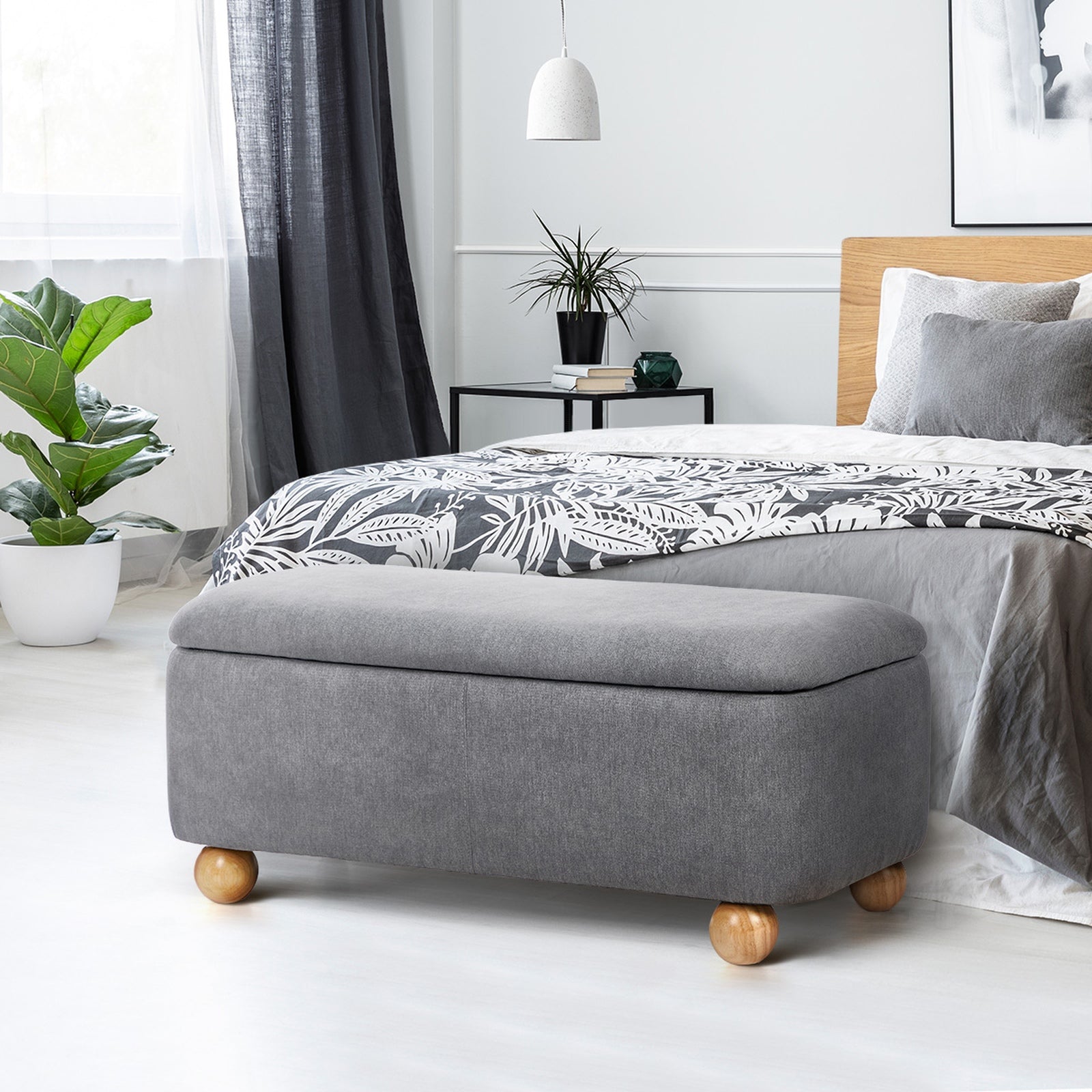 Oikiture Storage Ottoman Ball Foot Stool Couch Bench Blanket Box - Sunyee