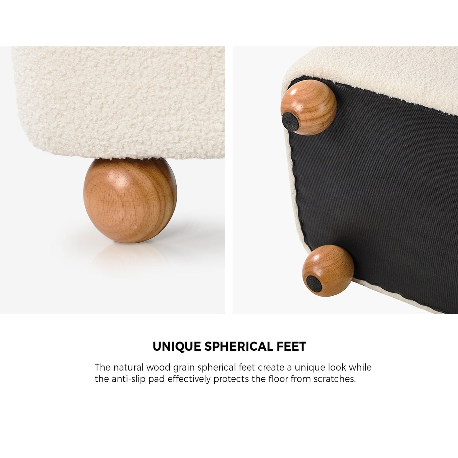 Oikiture Storage Ottoman Blanket Box Teddy Stool Couch Bench Ball Feet Boucle - Sunyee