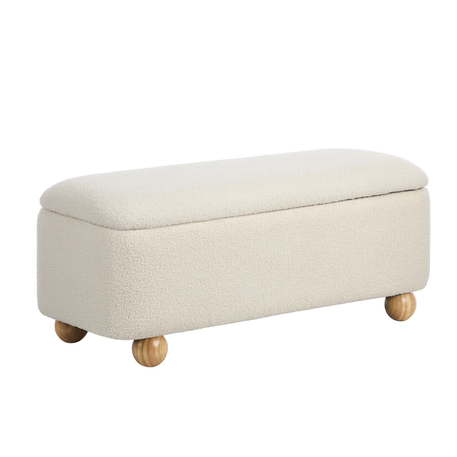 Oikiture Storage Ottoman Blanket Box Teddy Stool Couch Bench Ball Feet Boucle - Sunyee