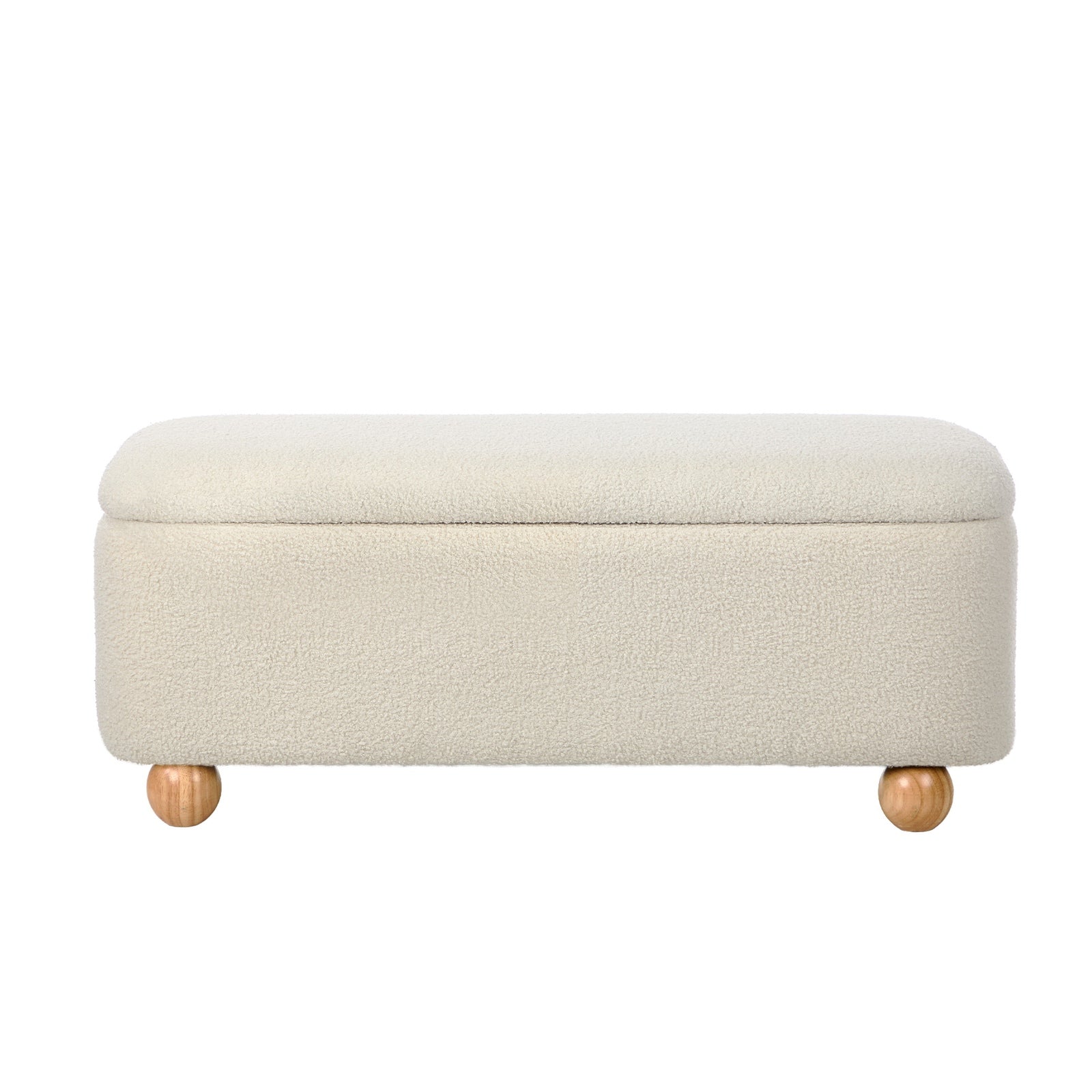 Oikiture Storage Ottoman Blanket Box Teddy Stool Couch Bench Ball Feet Boucle - Sunyee