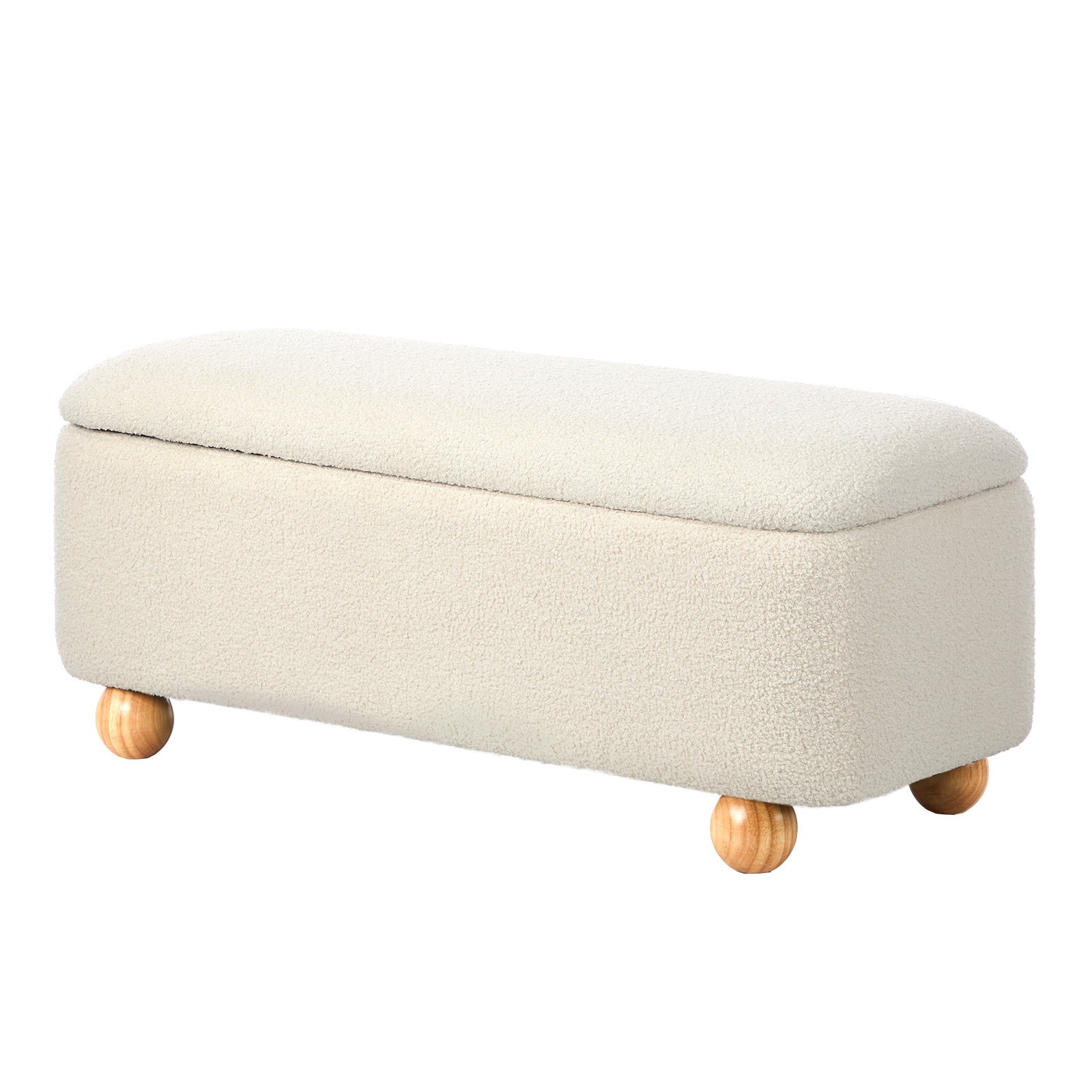 Oikiture Storage Ottoman Blanket Box Teddy Stool Couch Bench Ball Feet Boucle - Sunyee