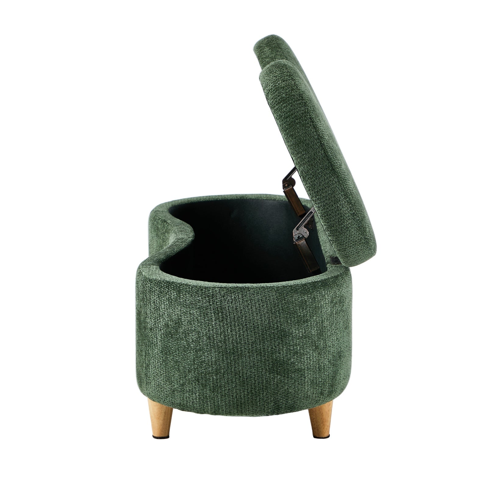 Oikiture Storage Ottoman Cashew Footstool Chenille Chest Bench Blanket Box Green - Sunyee