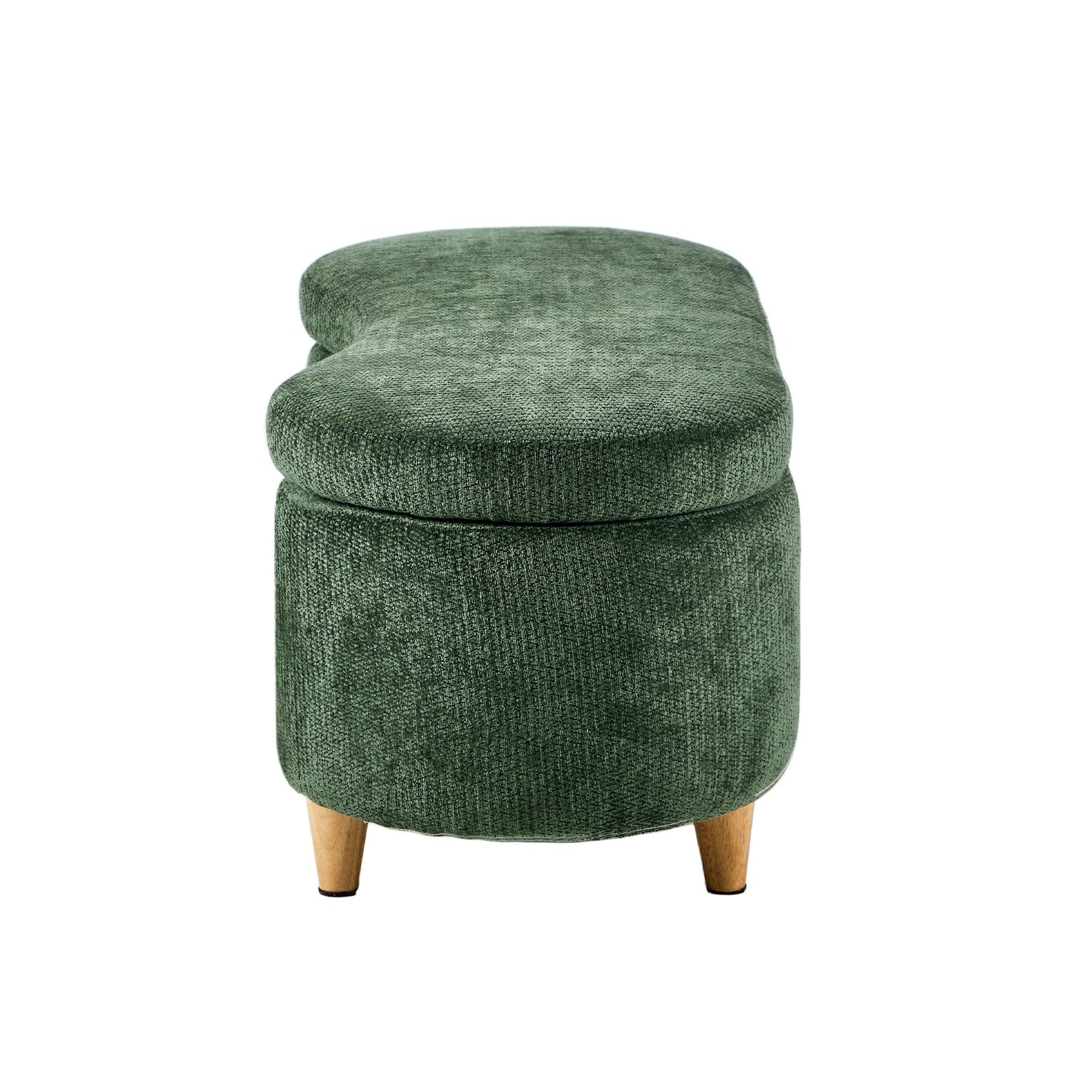 Oikiture Storage Ottoman Cashew Footstool Chenille Chest Bench Blanket Box Green - Sunyee