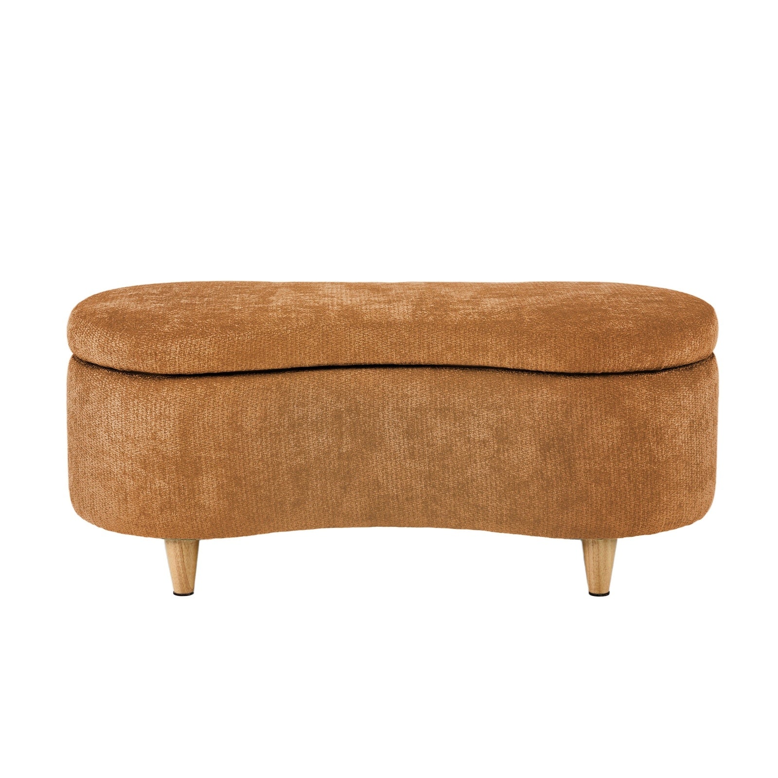 Oikiture Storage Ottoman Cashew Footstool Chenille Chest Bench Blanket Box Orange