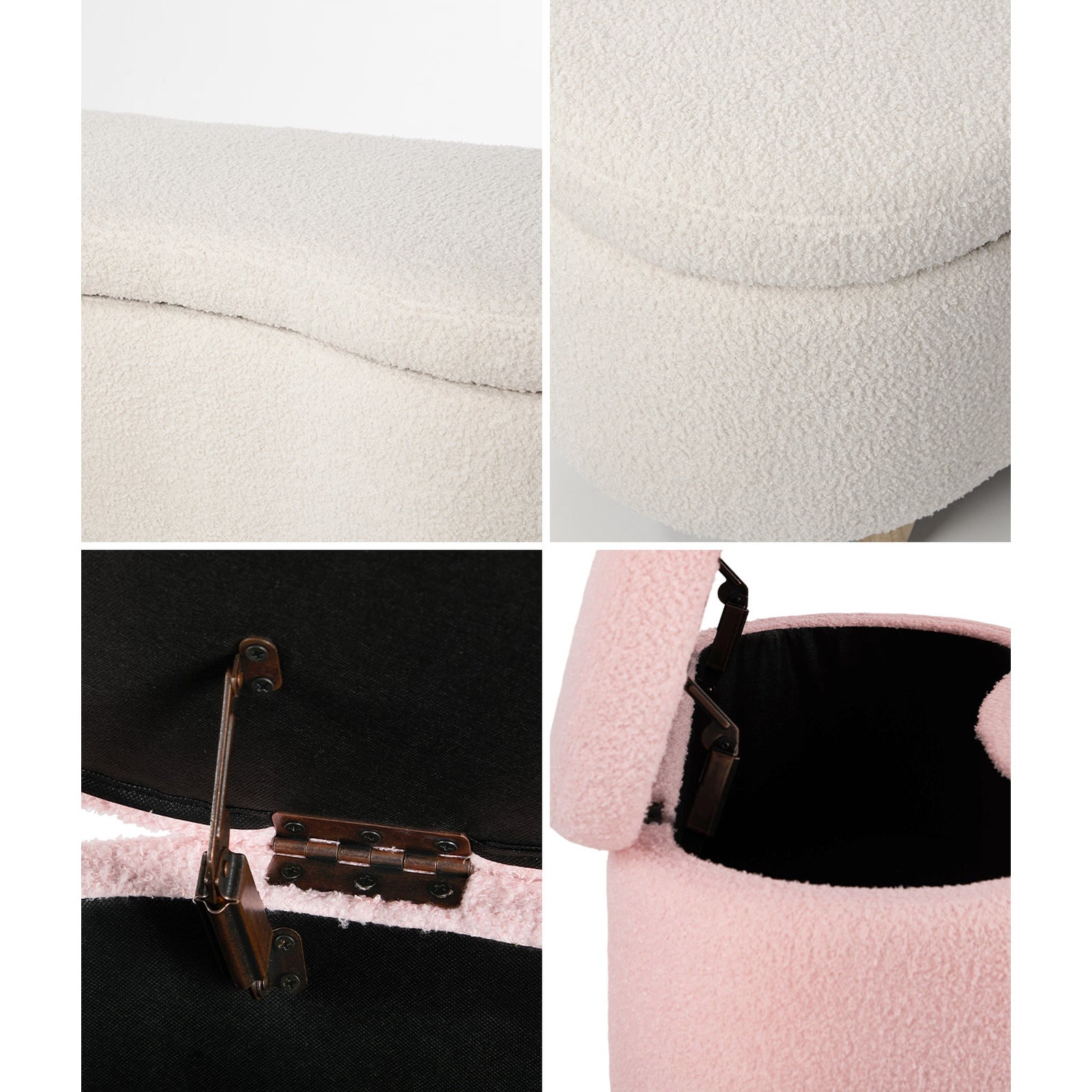 Oikiture Storage Ottoman Cashew Foot Stool Bench Blanket Toy Box Chest Boucle - Sunyee
